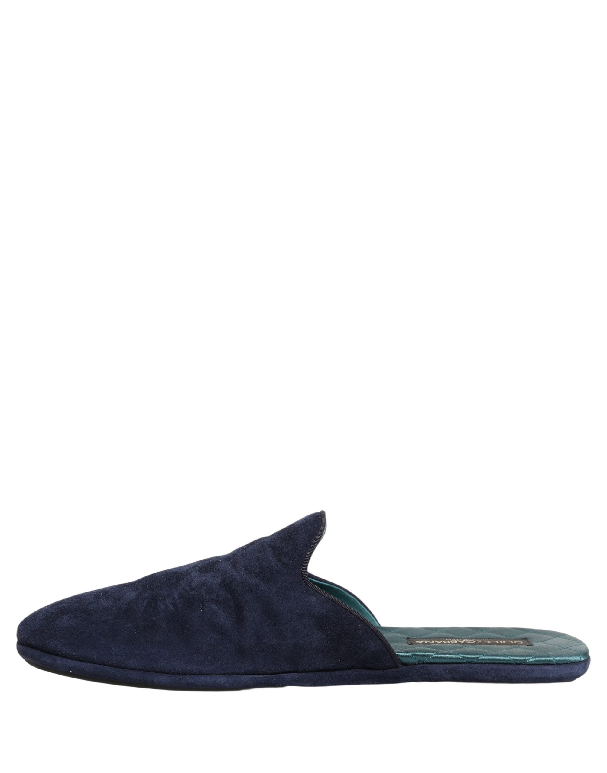 Dolce & Gabbana Blue Suede Slides Flat Slipper Men Men's Shoes