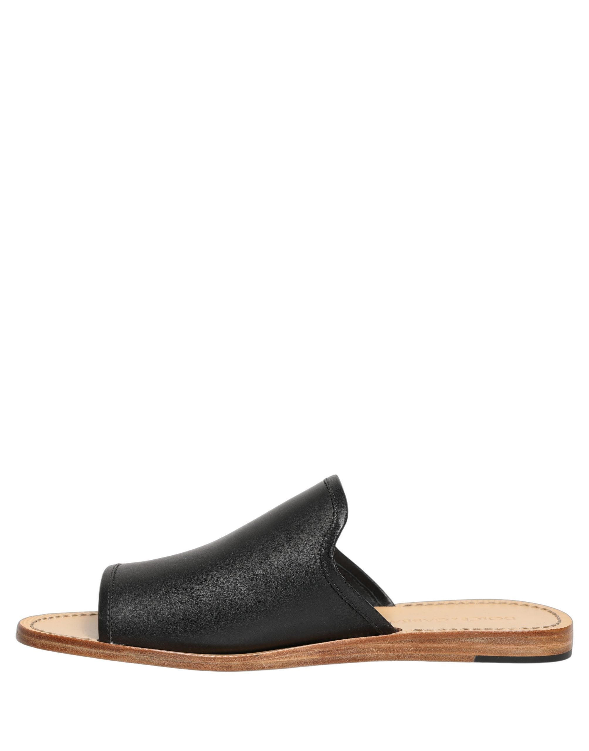 Dolce & Gabbana Brown Leather Slides Sandals Flats Men Men's Shoes