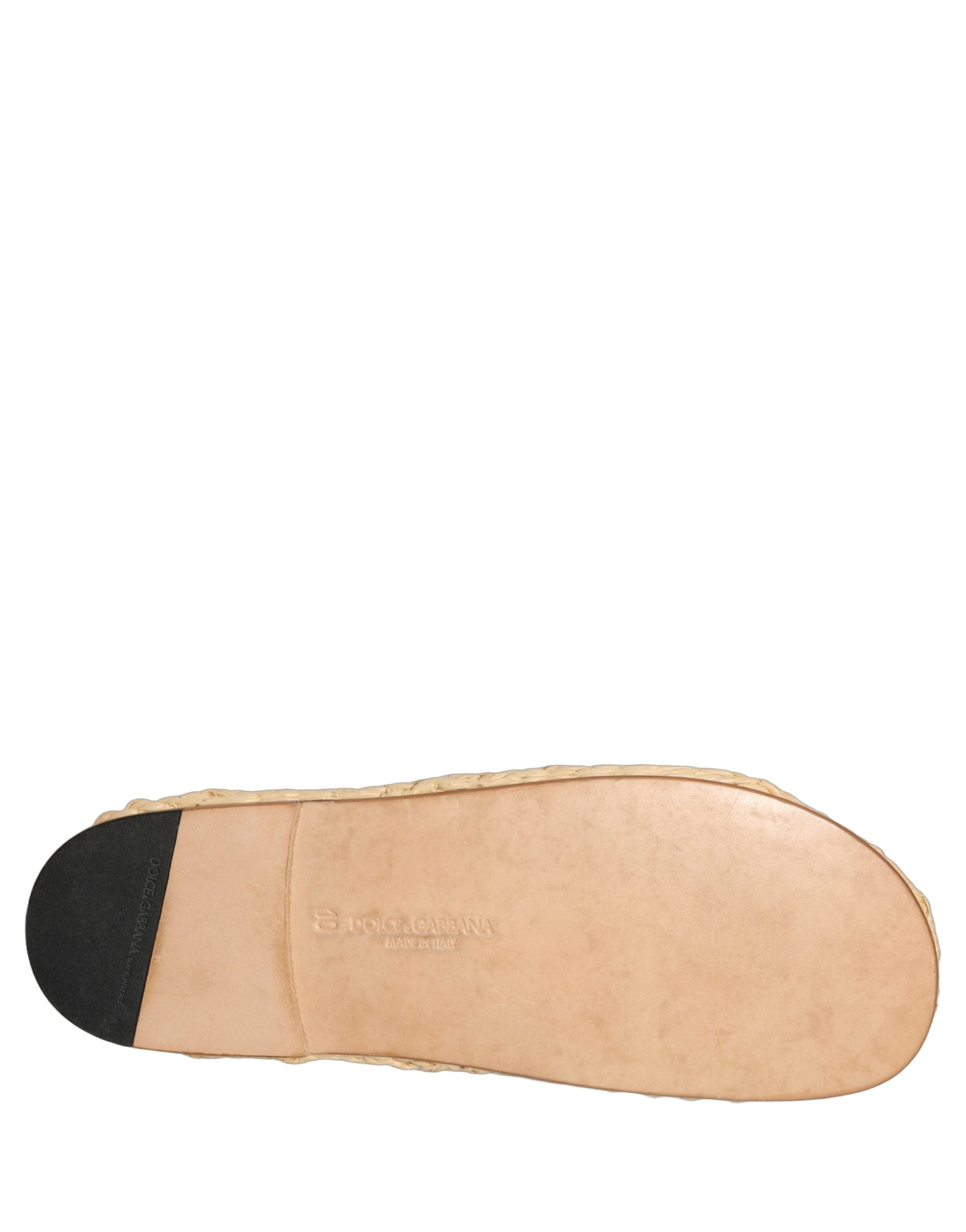 Dolce & Gabbana Beige Straw Raffia Slides Sandals Flats Men's Shoes