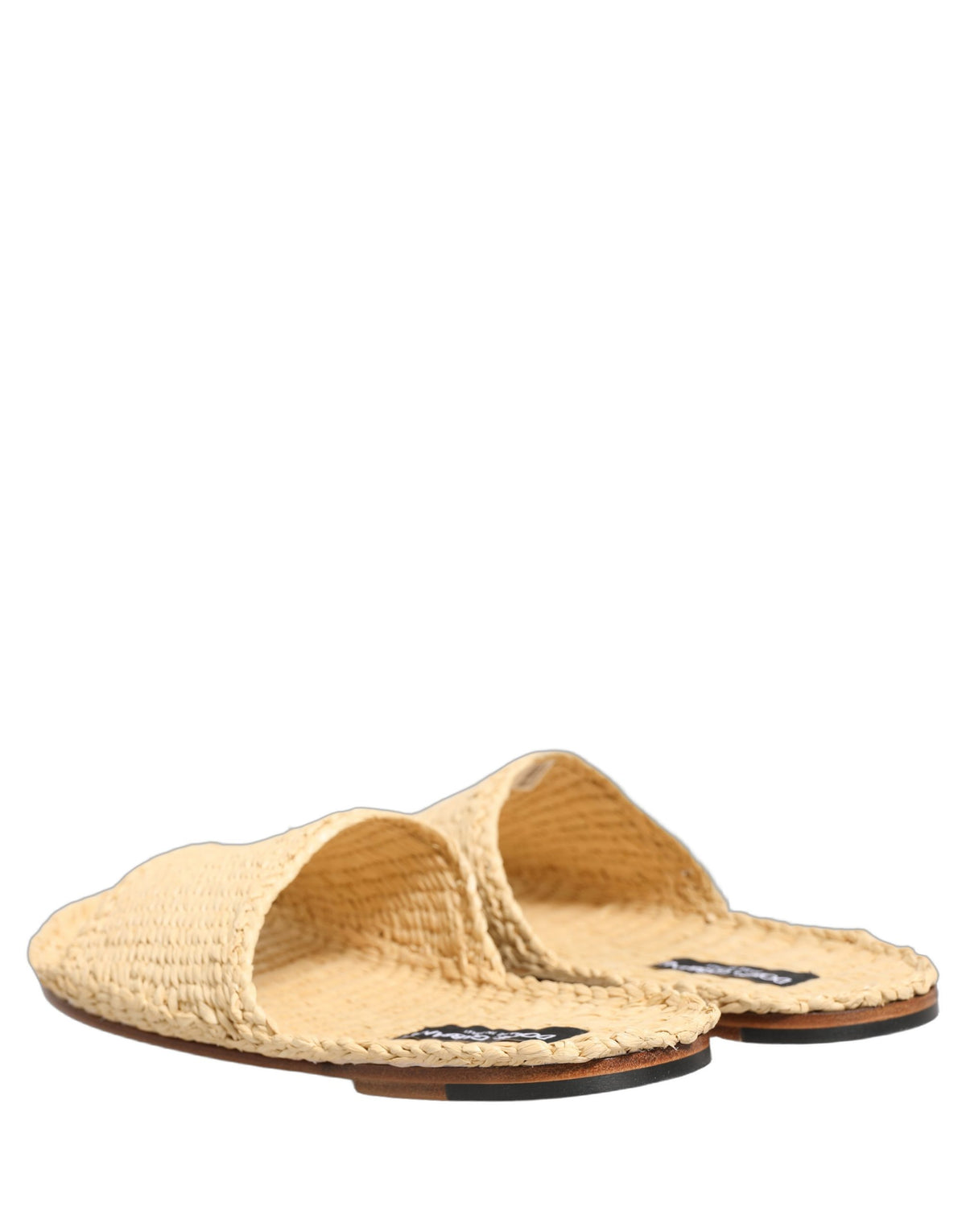 Dolce & Gabbana Beige Straw Raffia Slides Sandals Flats Men's Shoes
