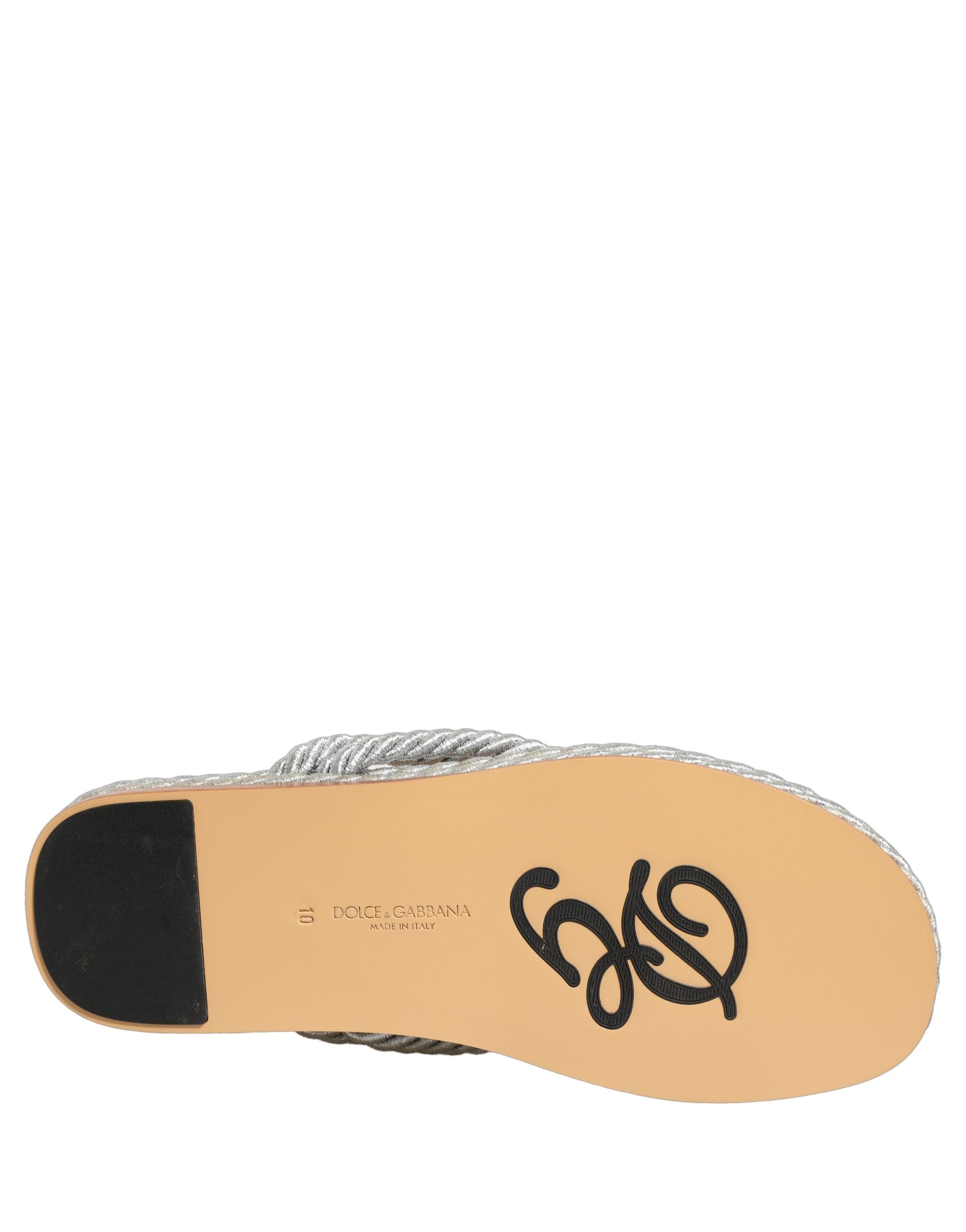Dolce & Gabbana Silver Rope Slides Sandals Flip Flops Men's Shoes