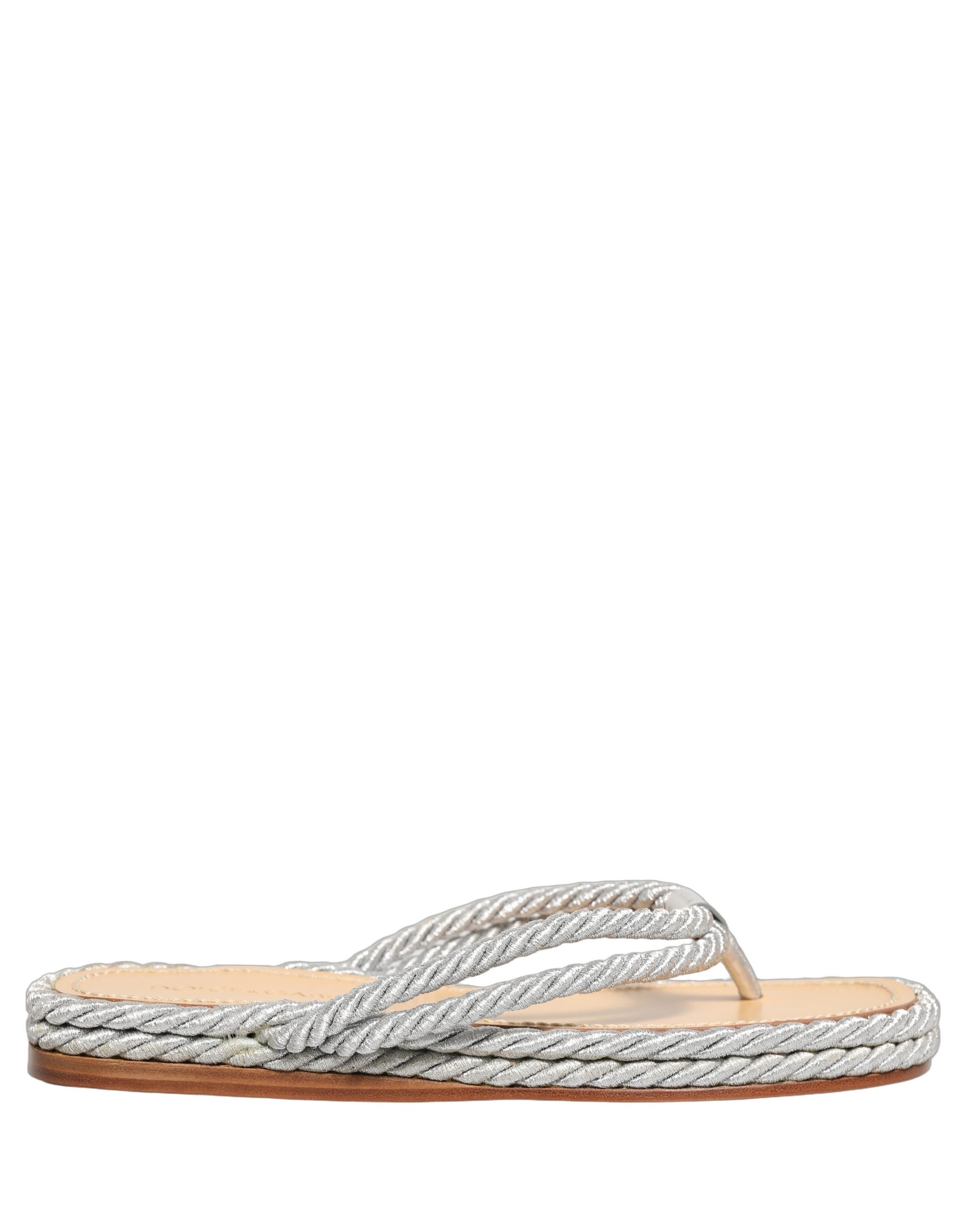 Dolce & Gabbana Silver Rope Slides Sandals Flip Flops Men's Shoes