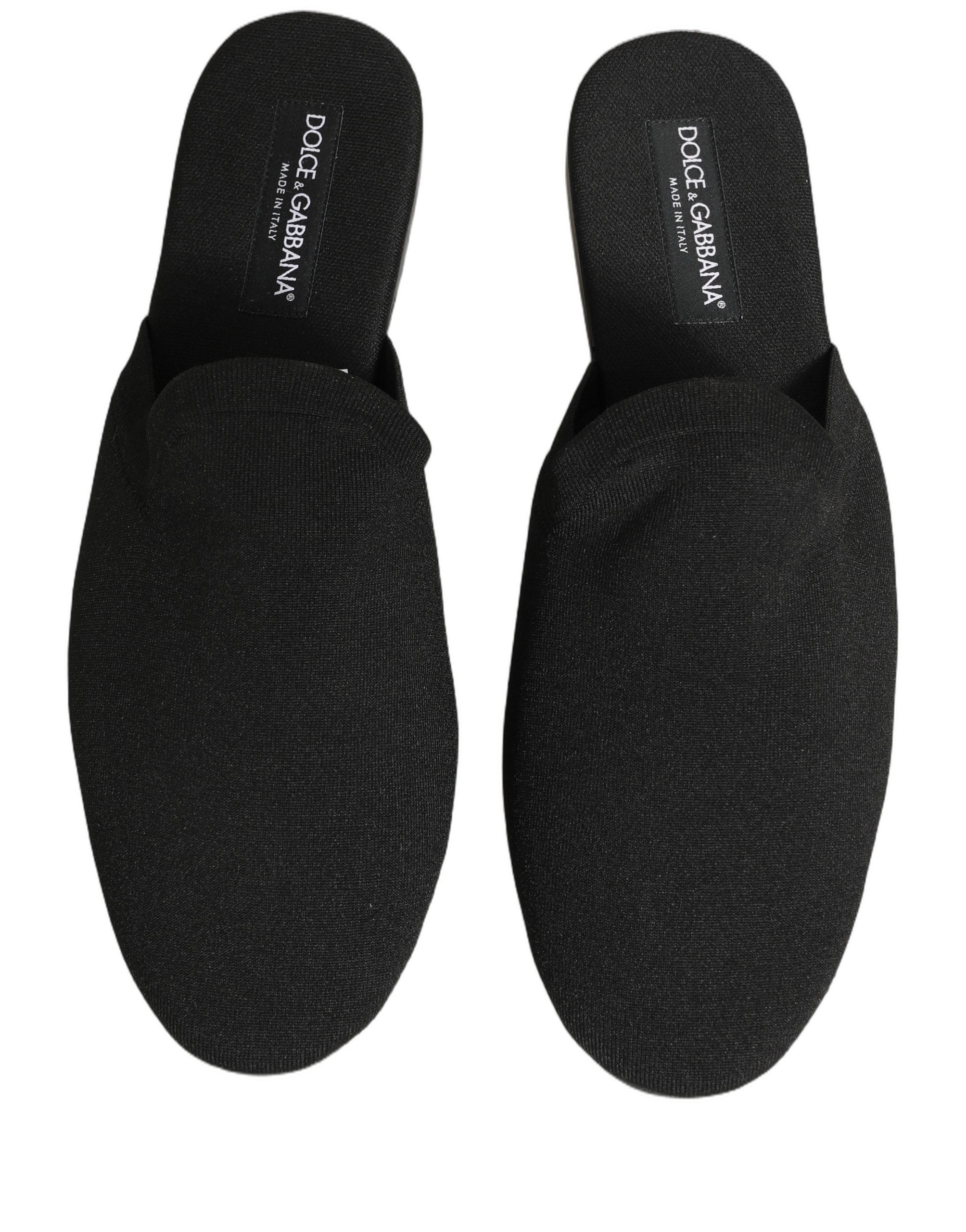 Dolce & Gabbana Black Suede Slides Flat Slipper Men Men's Shoes (Pre-Owned)