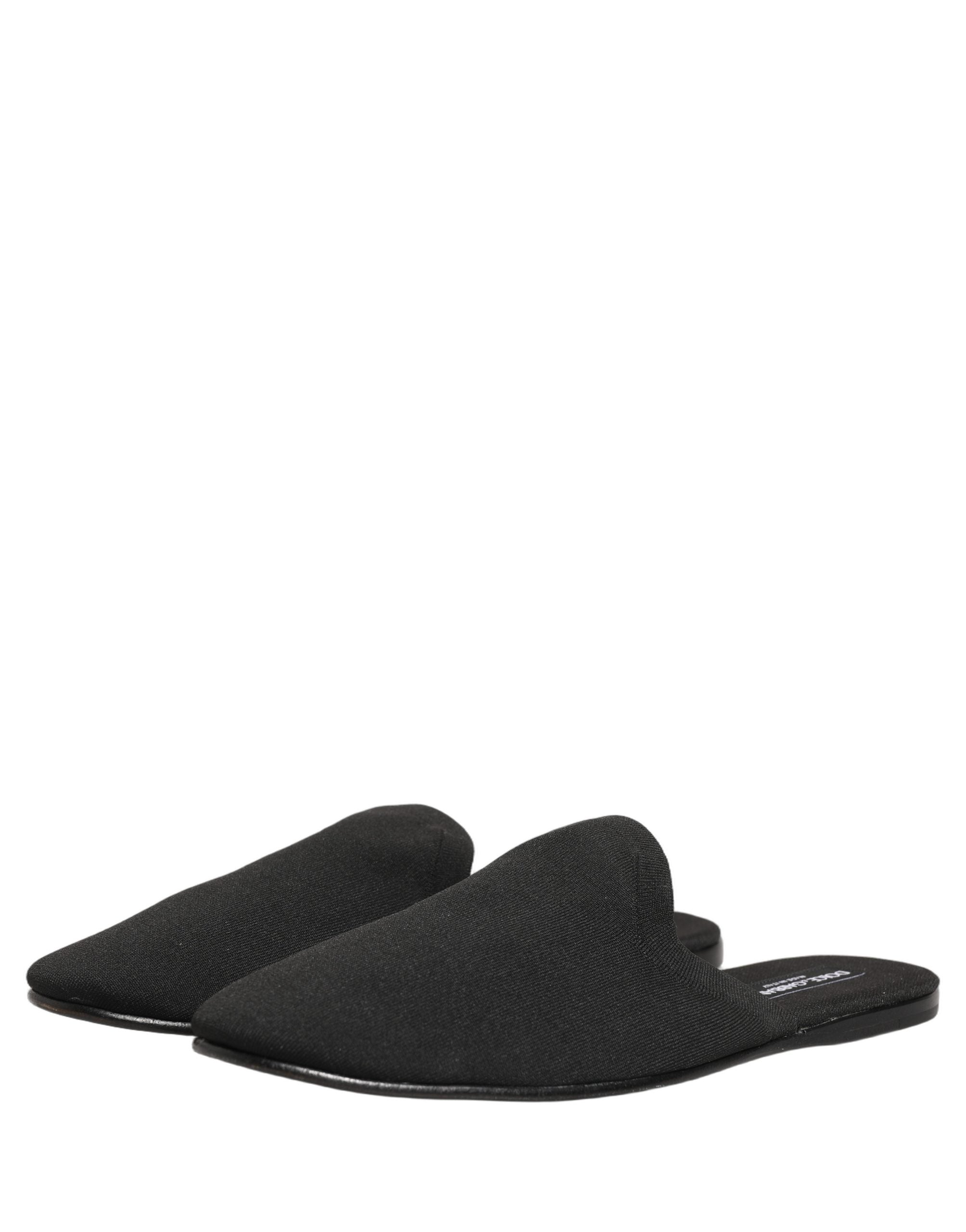 Dolce & Gabbana Black Suede Slides Flat Slipper Men Men's Shoes (Pre-Owned)
