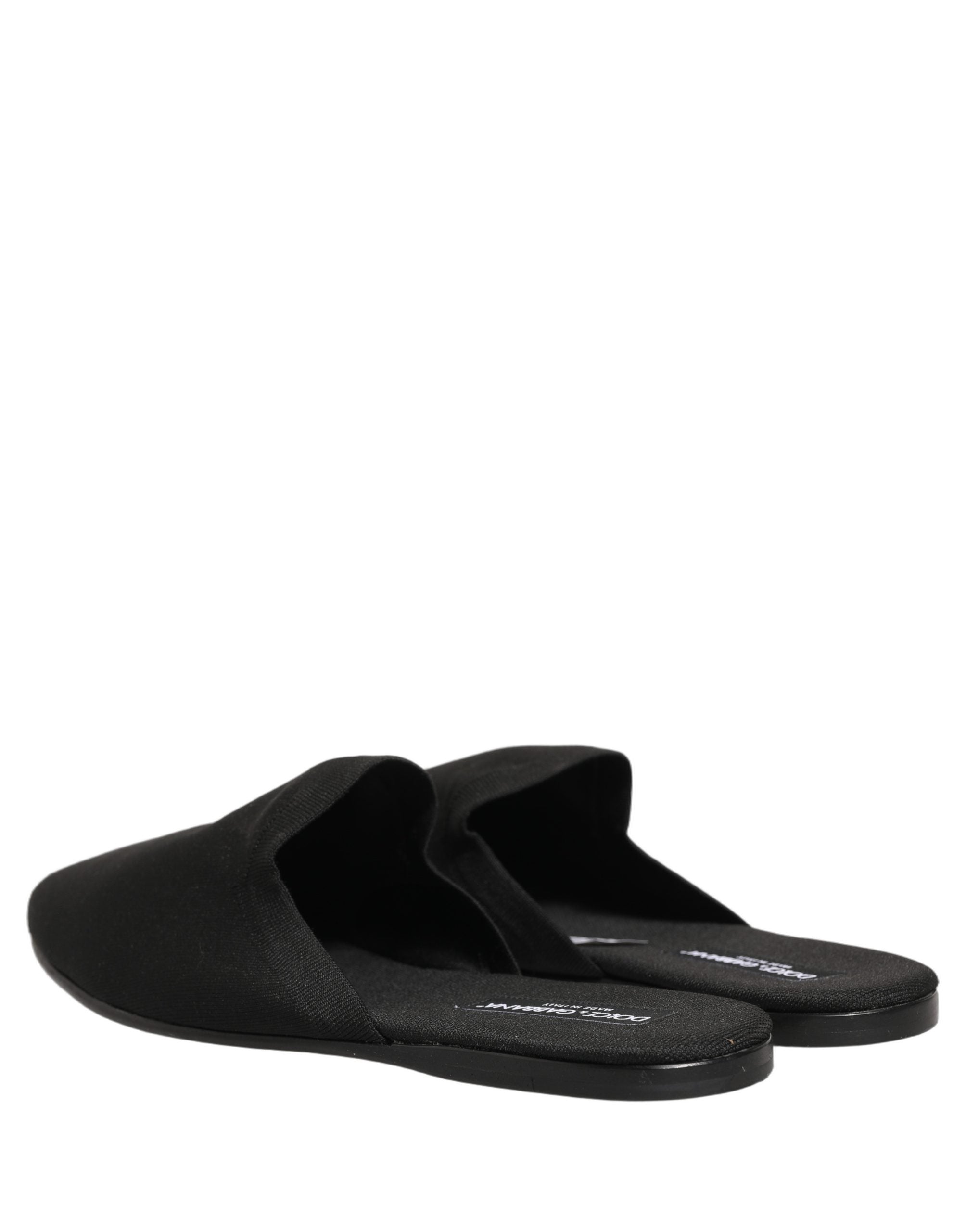 Dolce & Gabbana Black Suede Slides Flat Slipper Men Men's Shoes (Pre-Owned)