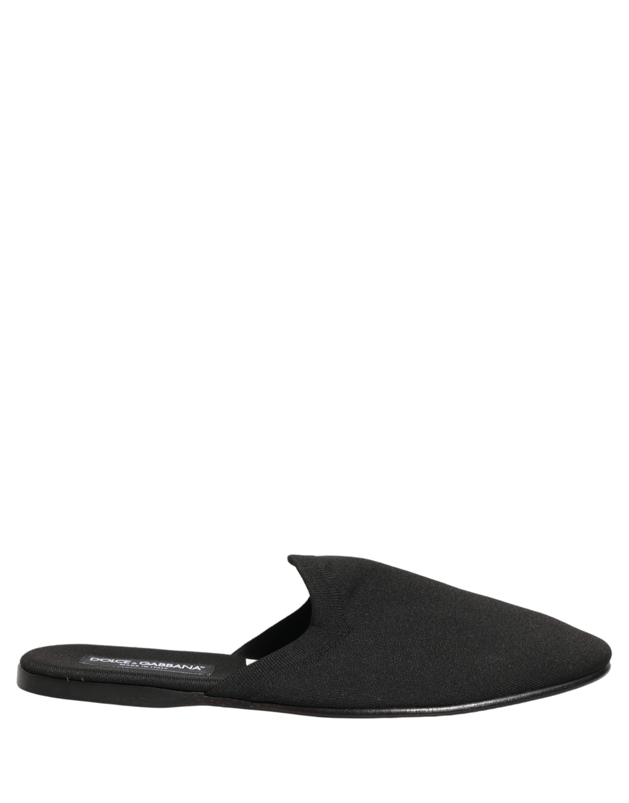 Dolce & Gabbana Black Suede Slides Flat Slipper Men Men's Shoes (Pre-Owned)