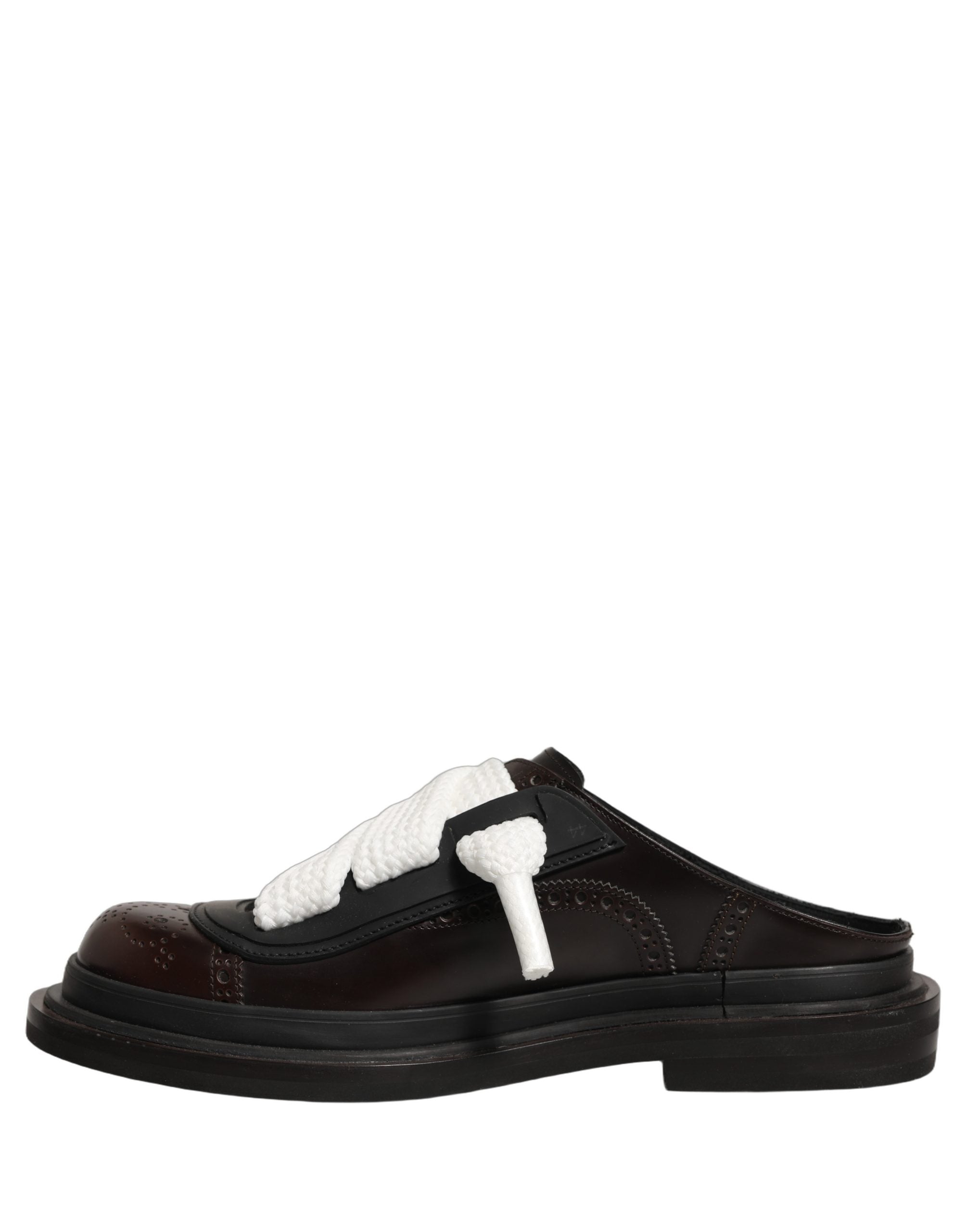Dolce & Gabbana Brown Leather Slip On Flat Sandals Men Men's Shoes