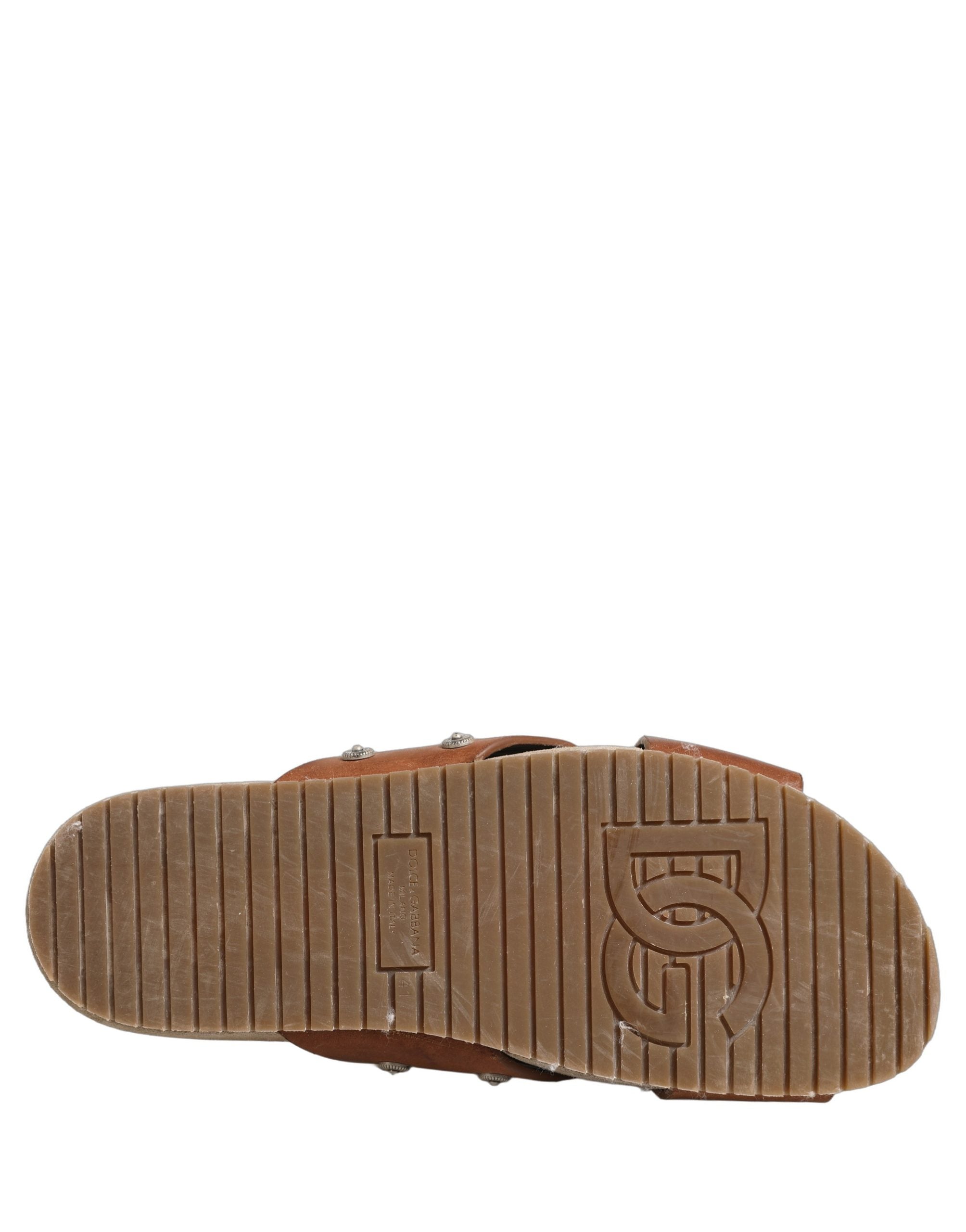 Dolce & Gabbana Brown Calf Leather Slides Sandals Men's Shoes (Pre-Owned)