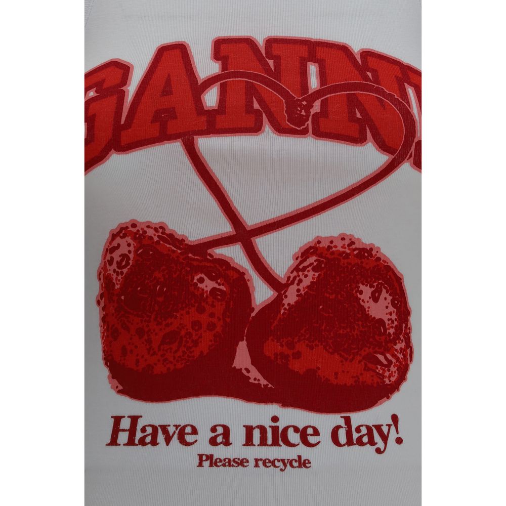 Ganni White Cotton Tank Women's Tops