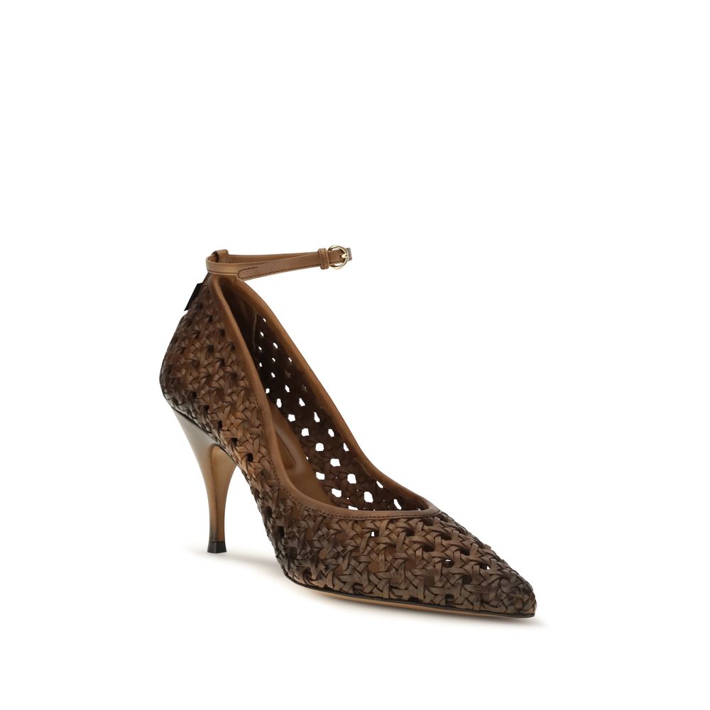 Miu Miu Beige Calf Leather Bos Taurus High Heel Women's Pumps