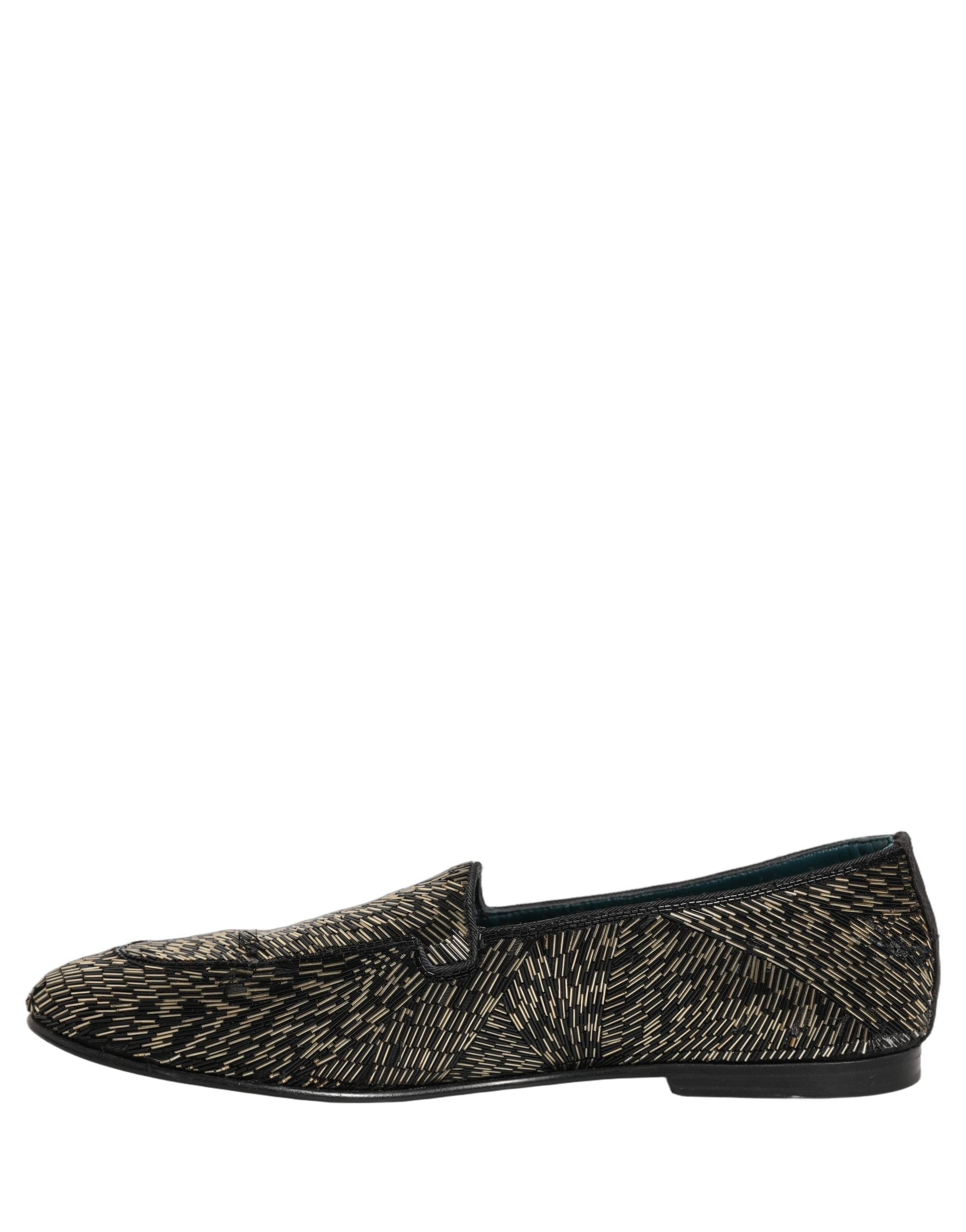 Dolce & Gabbana Black Silver Embellished Dress Loafers Men's Shoes (Pre-Owned)