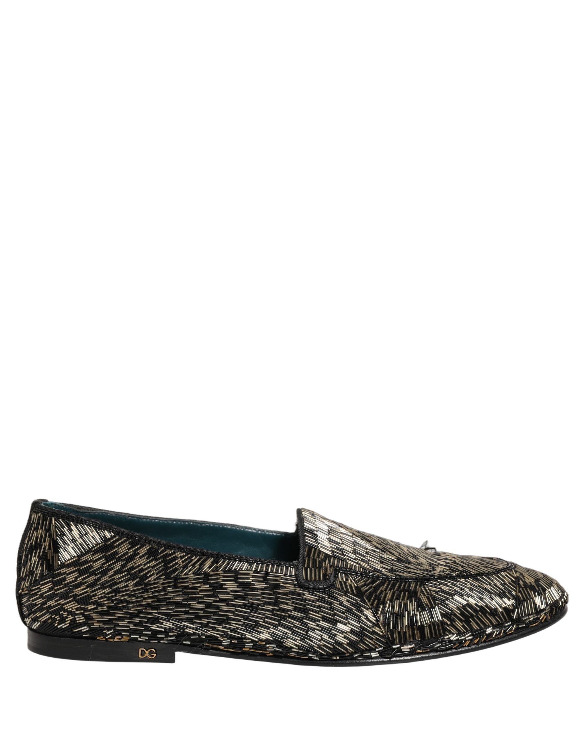 Dolce & Gabbana Black Silver Embellished Dress Loafers Men's Shoes (Pre-Owned)