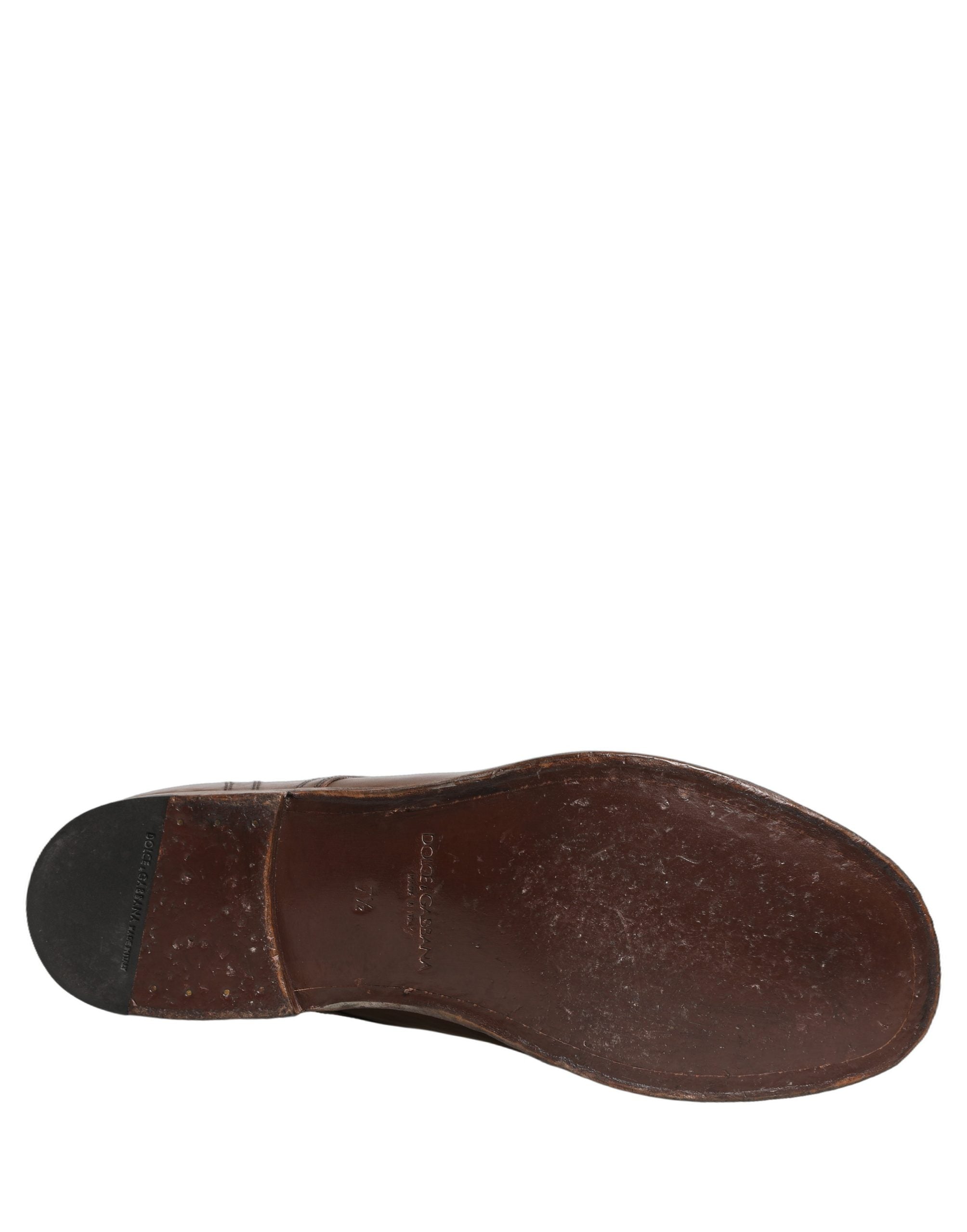 Dolce & Gabbana Brown Leather Derby Dress Men Formal Men's Shoes (Pre-Owned)