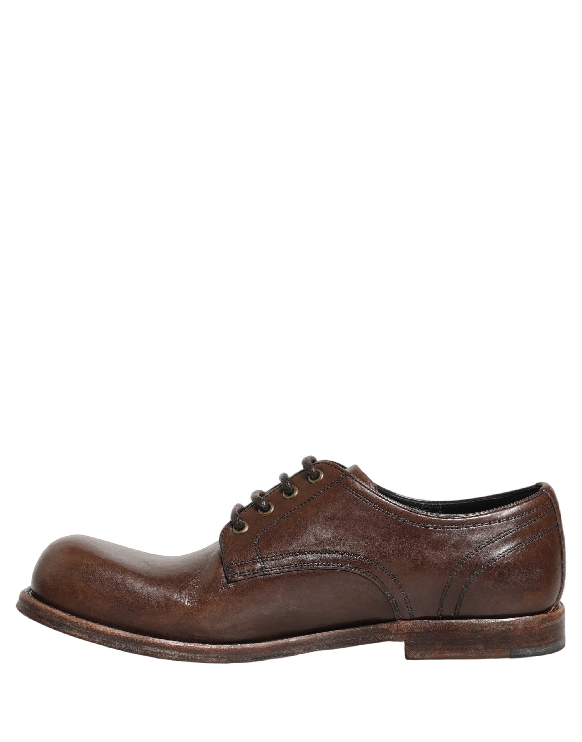 Dolce & Gabbana Brown Leather Derby Dress Men Formal Men's Shoes (Pre-Owned)