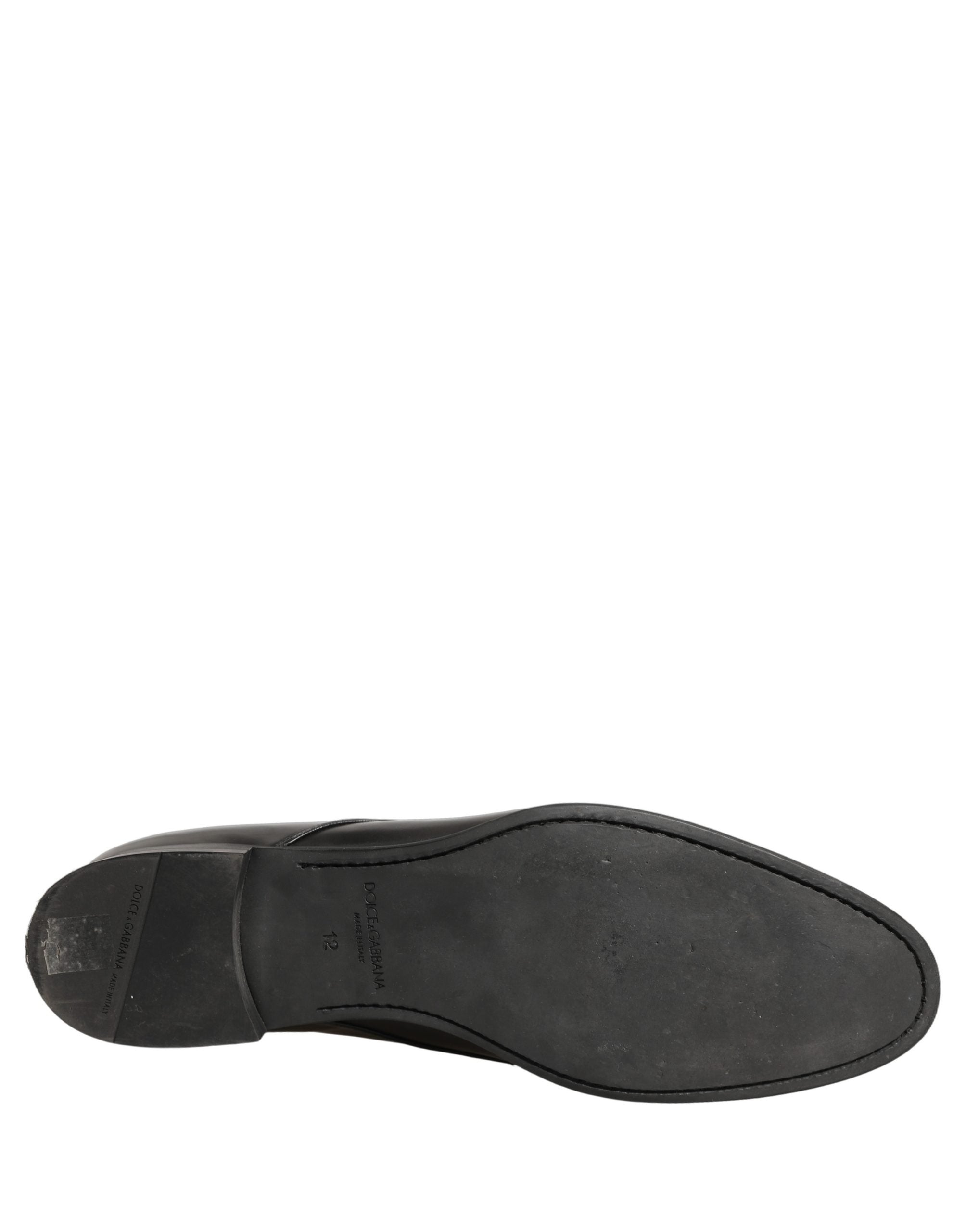 Dolce & Gabbana Black Leather Men Derby Dress Formal Men's Shoes (Pre-Owned)