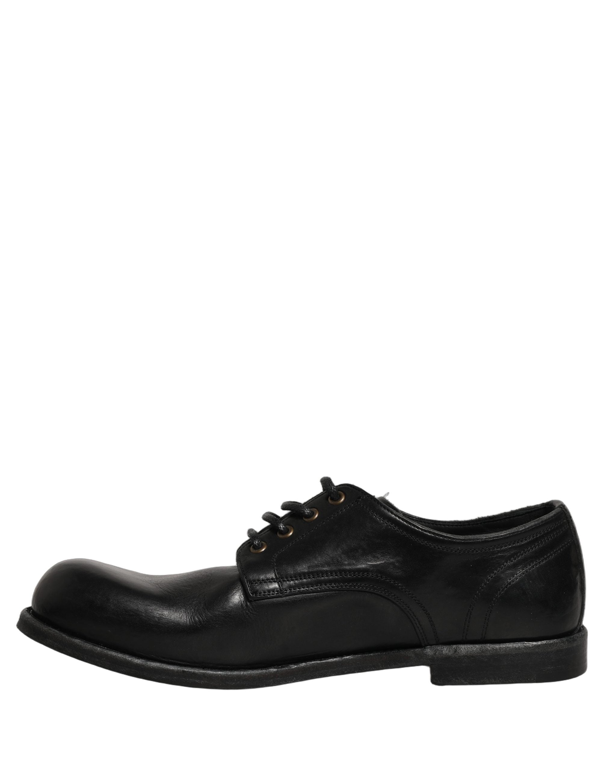 Dolce & Gabbana Black Leather Men Derby Dress Formal Men's Shoes (Pre-Owned)