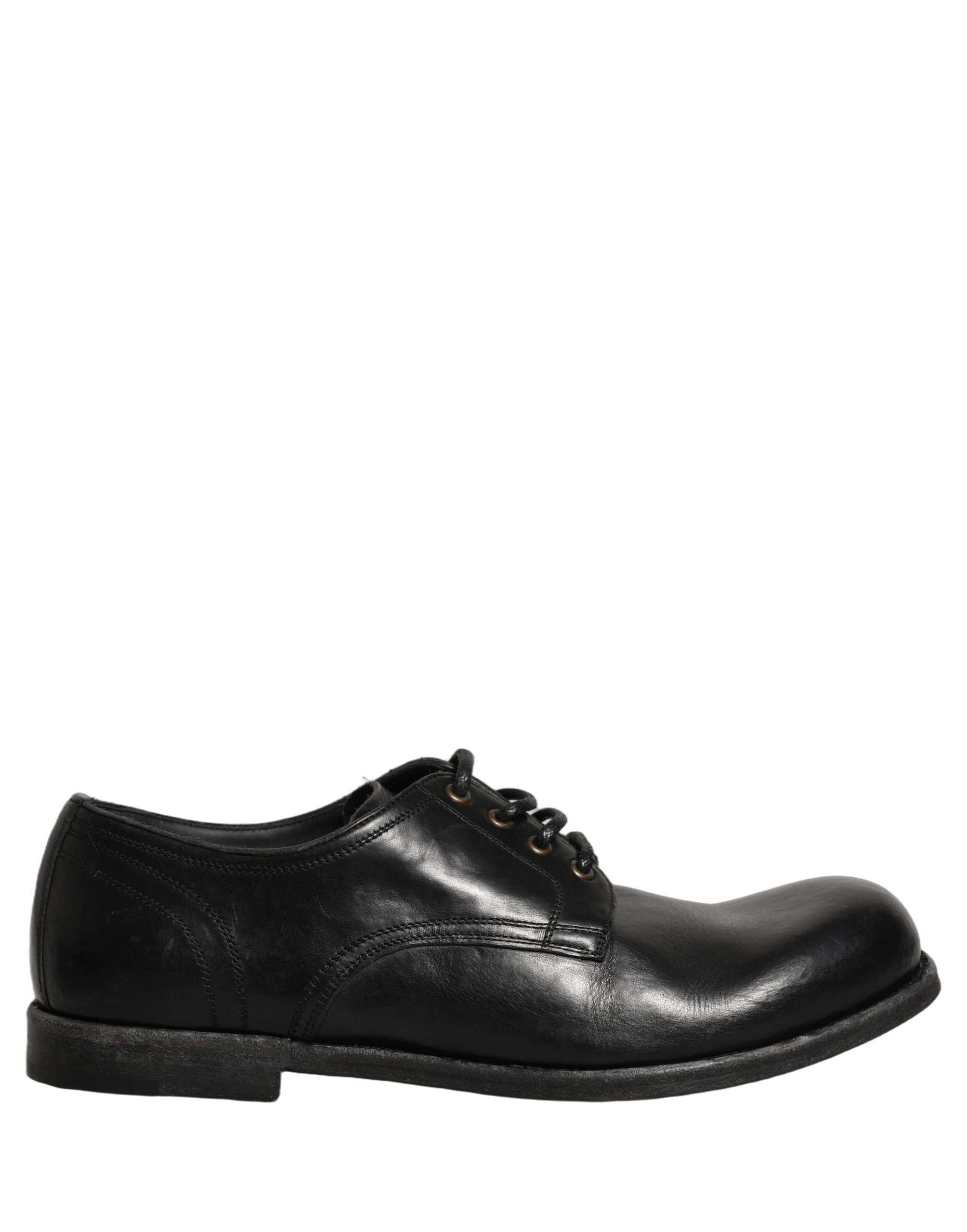 Dolce & Gabbana Black Leather Men Derby Dress Formal Men's Shoes (Pre-Owned)