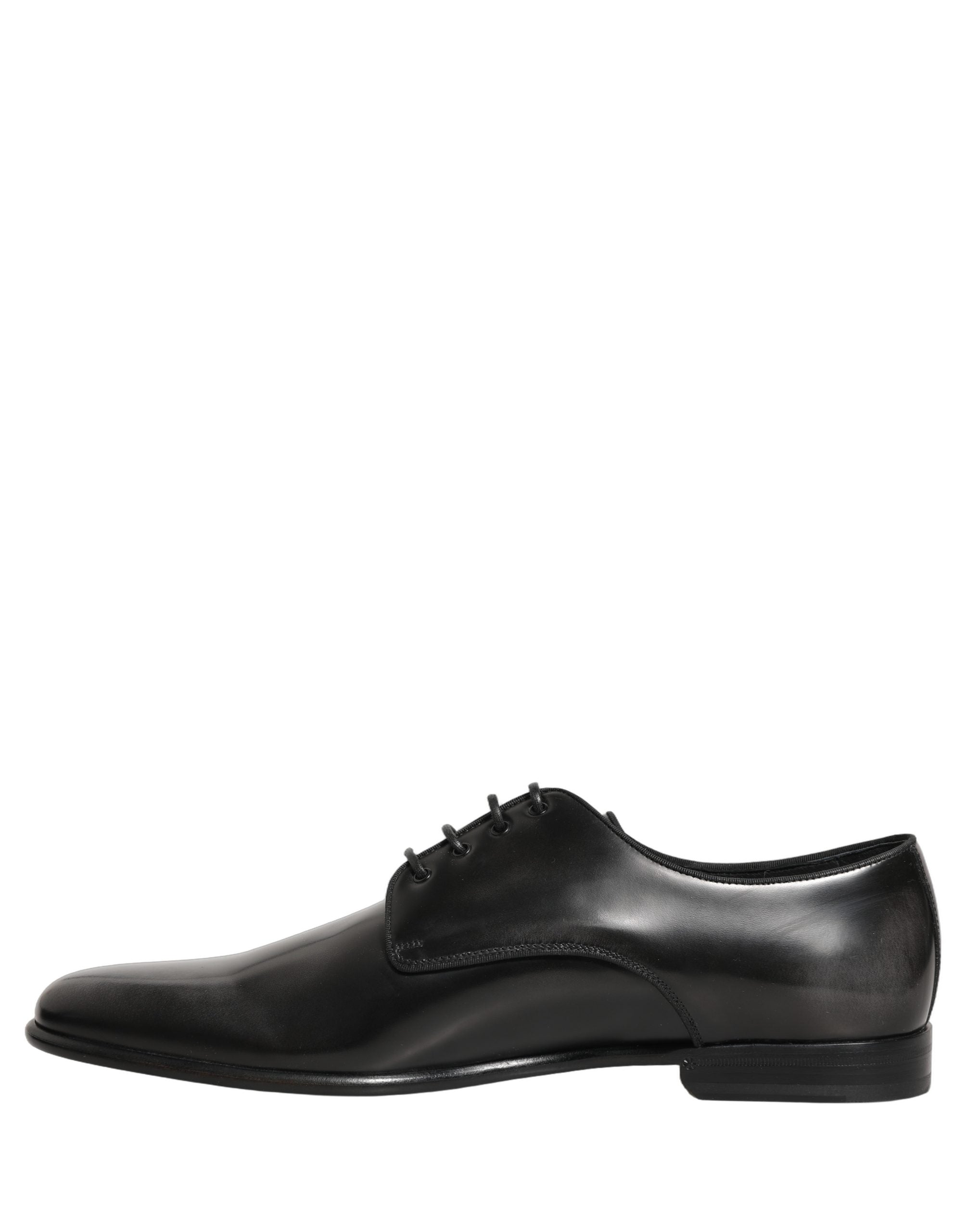 Dolce & Gabbana Black Leather Men Derby Dress Formal Men's Shoes (Pre-Owned)