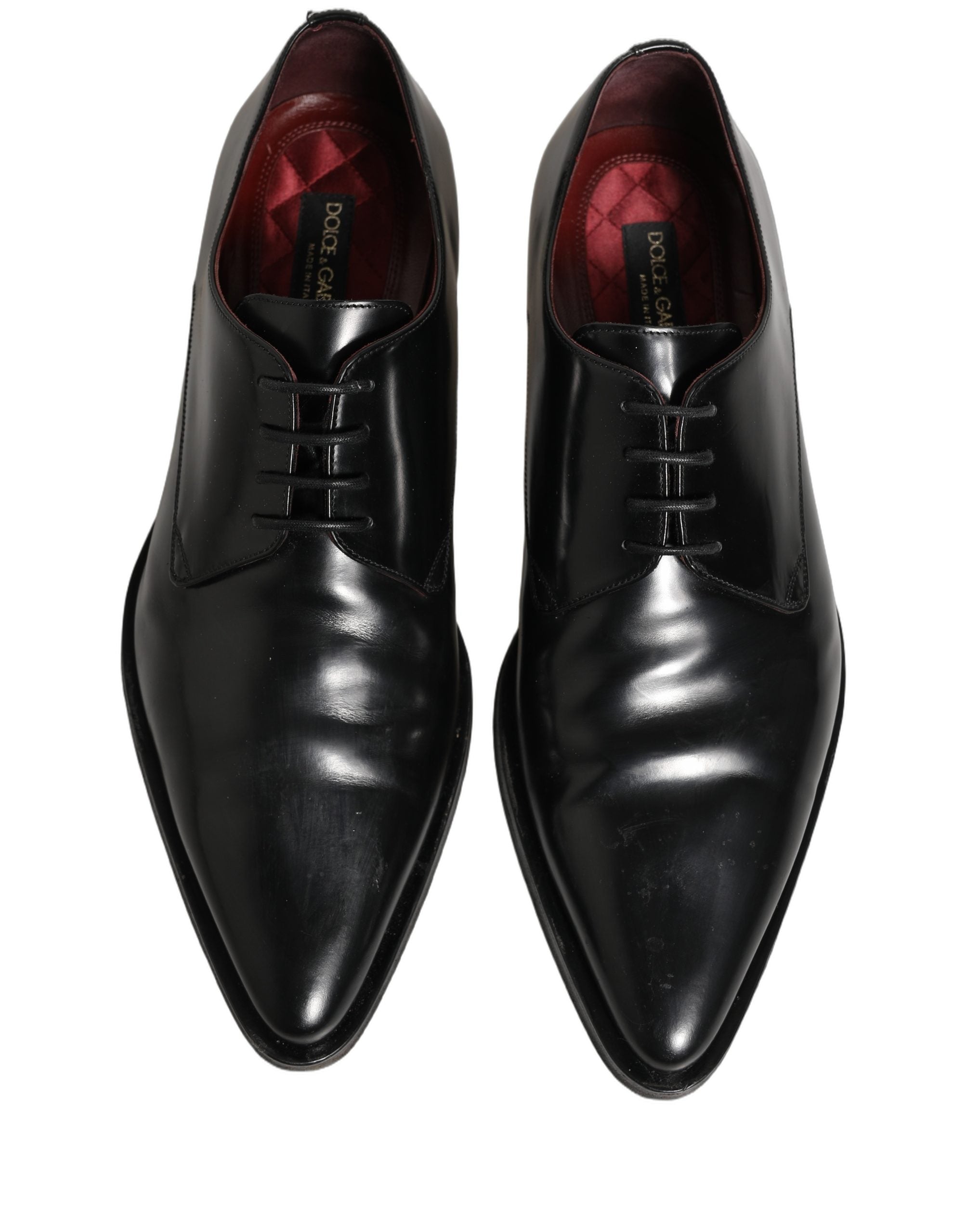 Dolce & Gabbana Black Leather Men Derby Dress Formal Men's Shoes (Pre-Owned)