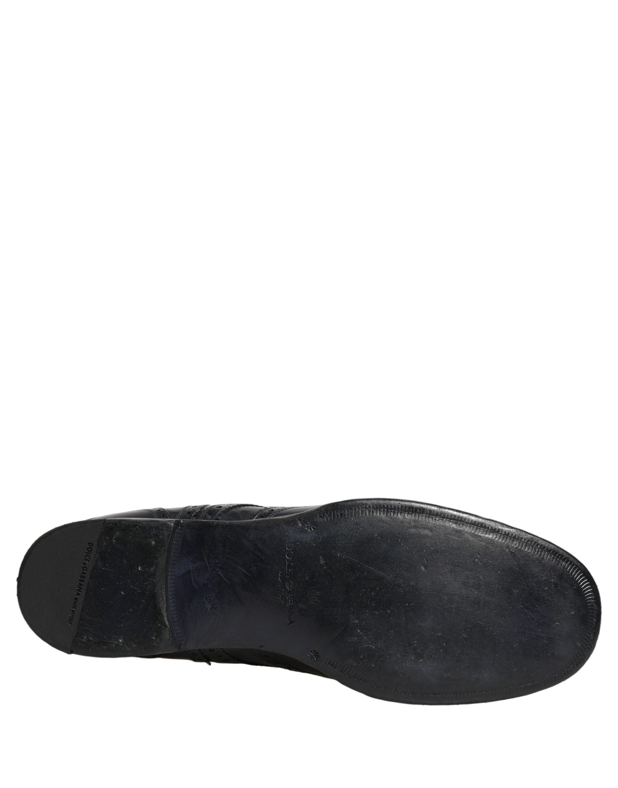 Dolce & Gabbana Blue Leather Derby Wingtip Formal Men's Shoes (Pre-Owned)