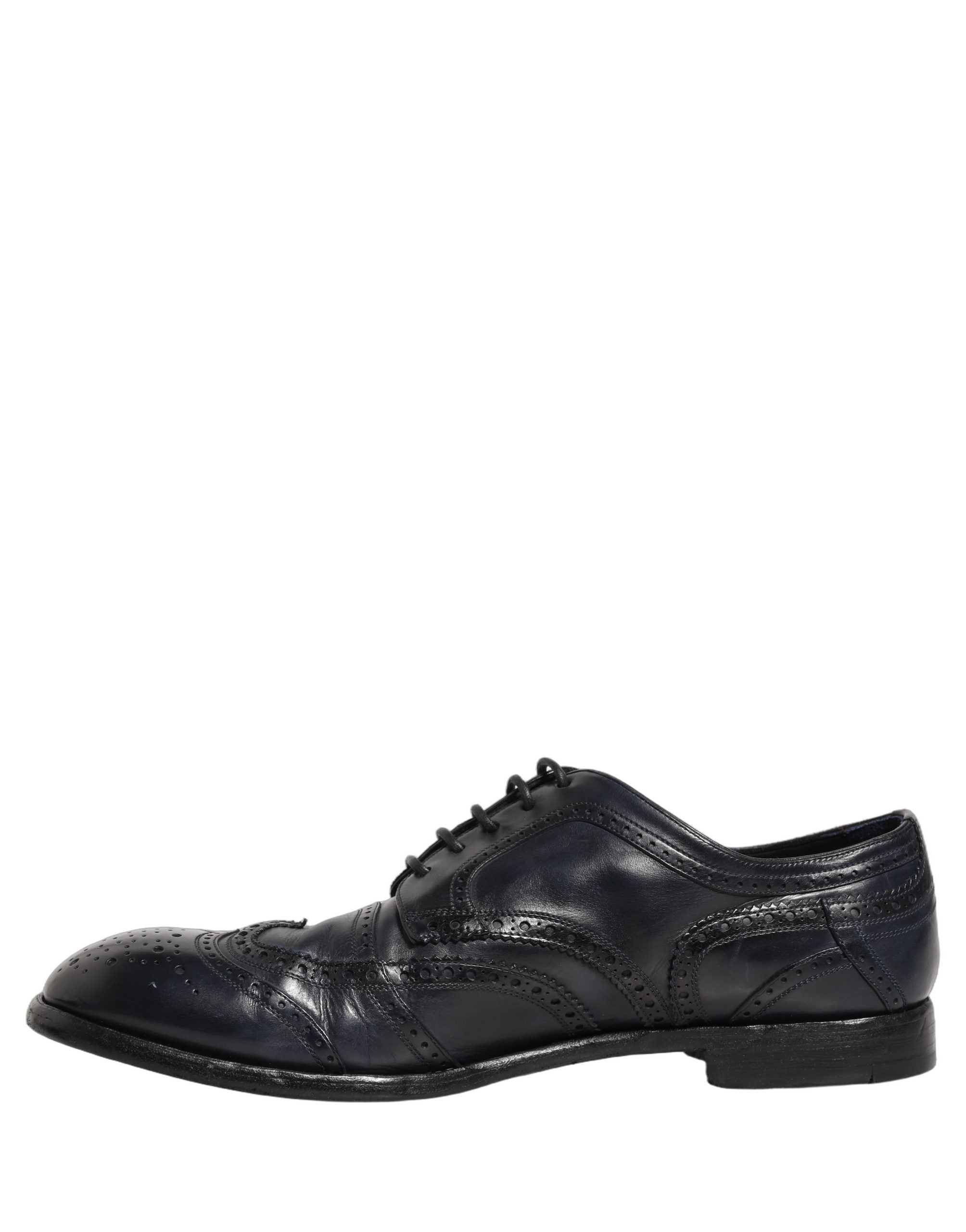 Dolce & Gabbana Blue Leather Derby Wingtip Formal Men's Shoes (Pre-Owned)