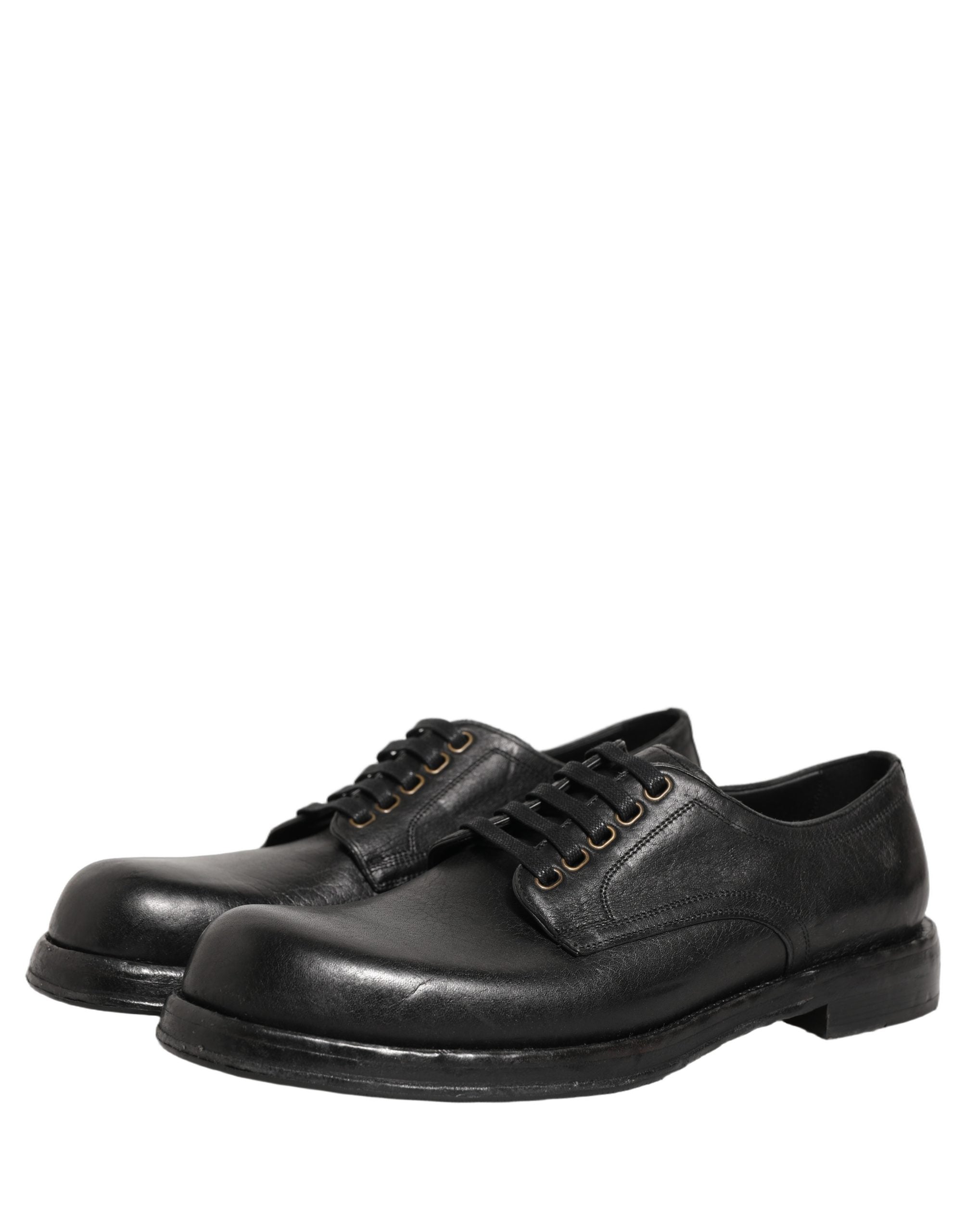 Dolce & Gabbana Black Leather Lace Up Derby Dress Men Men's Shoes