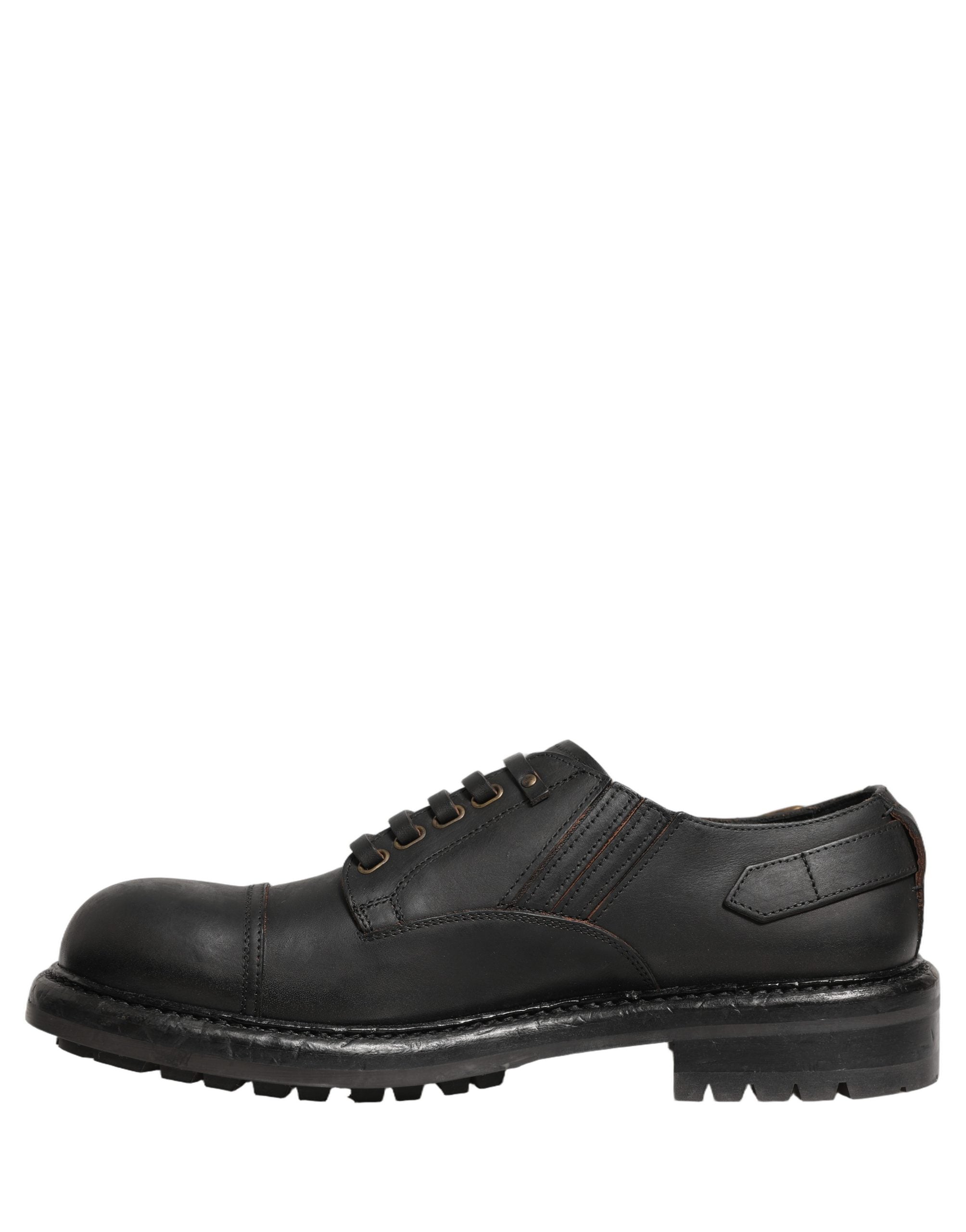 Dolce & Gabbana Dress Black Leather Lace Up Derby Men Men's Shoes (Pre-Owned)