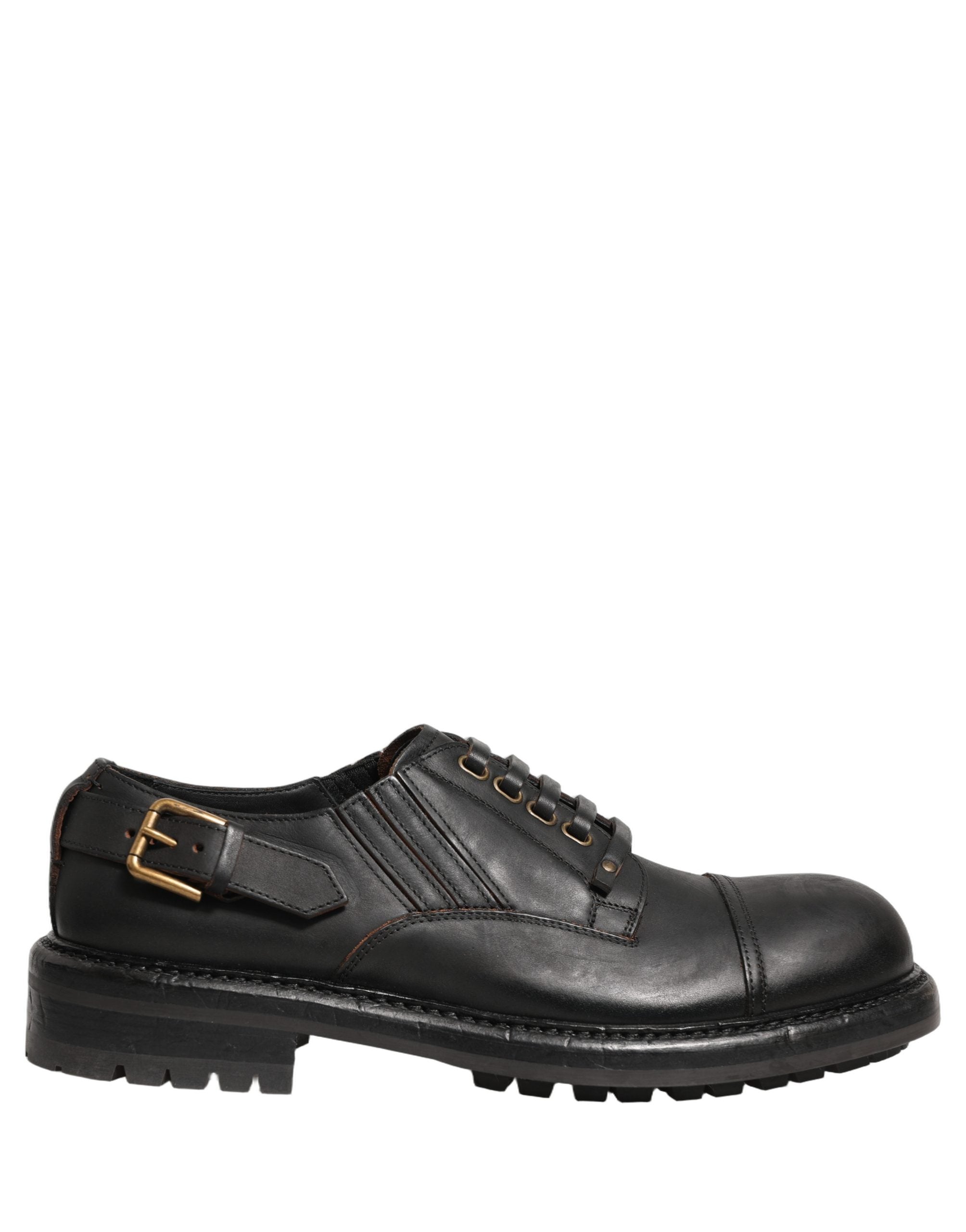 Dolce & Gabbana Dress Black Leather Lace Up Derby Men Men's Shoes (Pre-Owned)
