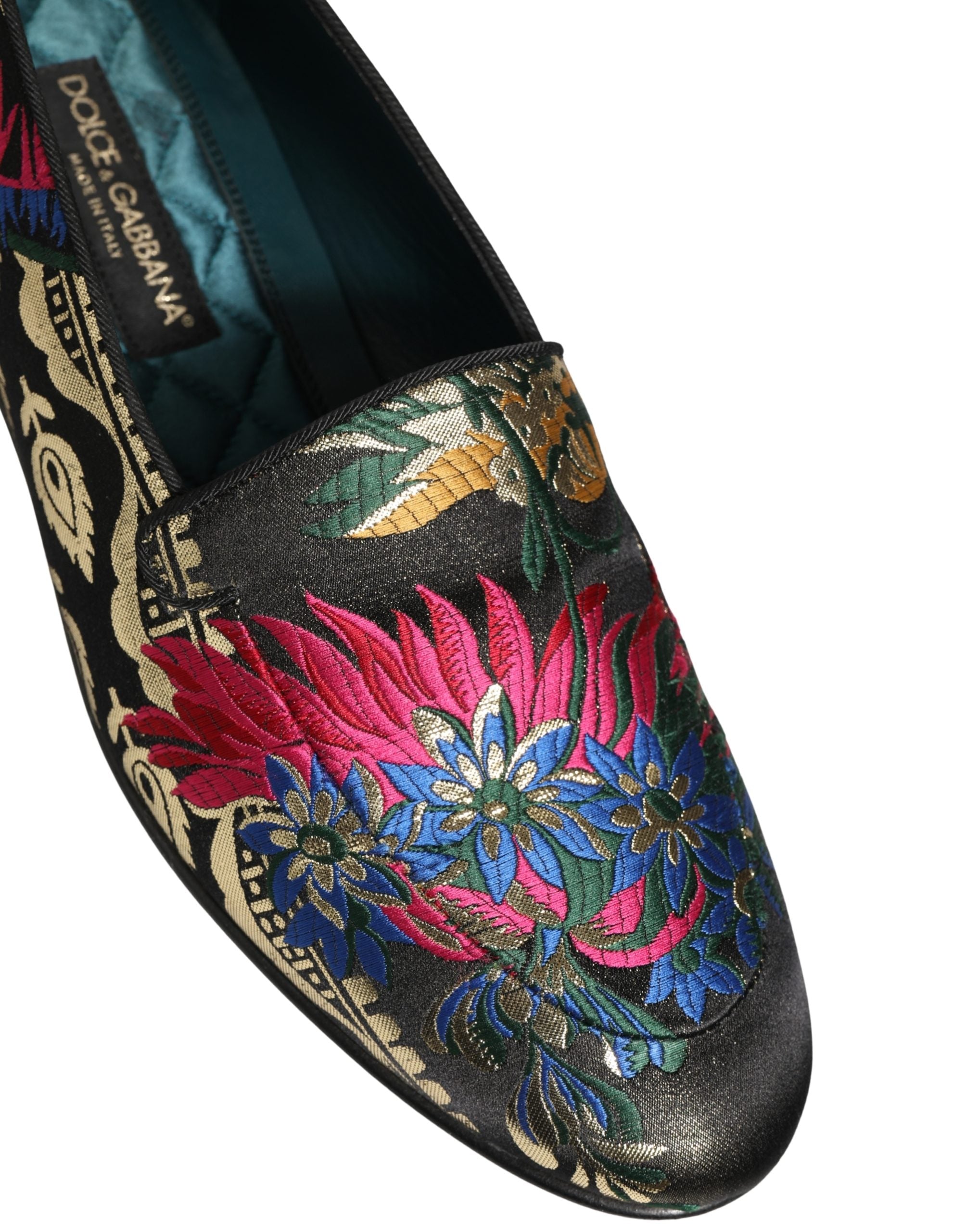 Dolce & Gabbana Black Jacquard Floral Loafers Men Dress Men's Shoes (Pre-Owned)