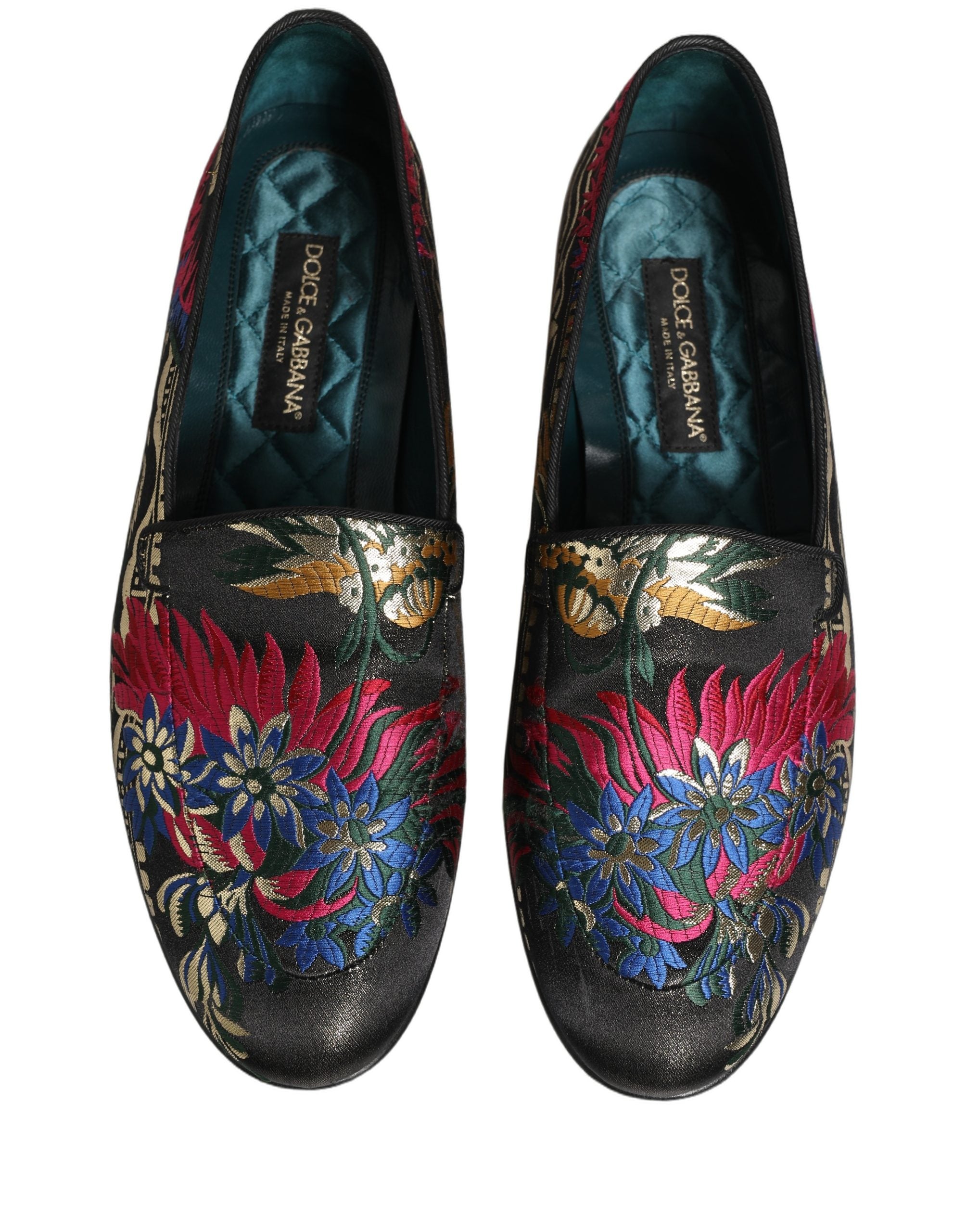 Dolce & Gabbana Black Jacquard Floral Loafers Men Dress Men's Shoes (Pre-Owned)