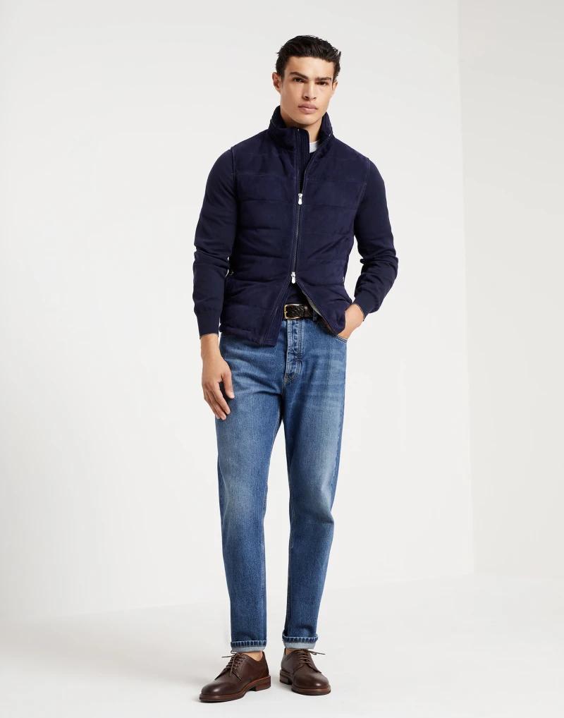 Brunello Cucinelli Bicolor Leather Sleveless Men's Jacket