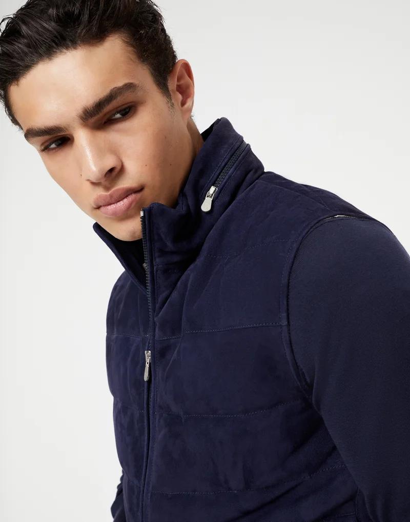 Brunello Cucinelli Bicolor Leather Sleveless Men's Jacket