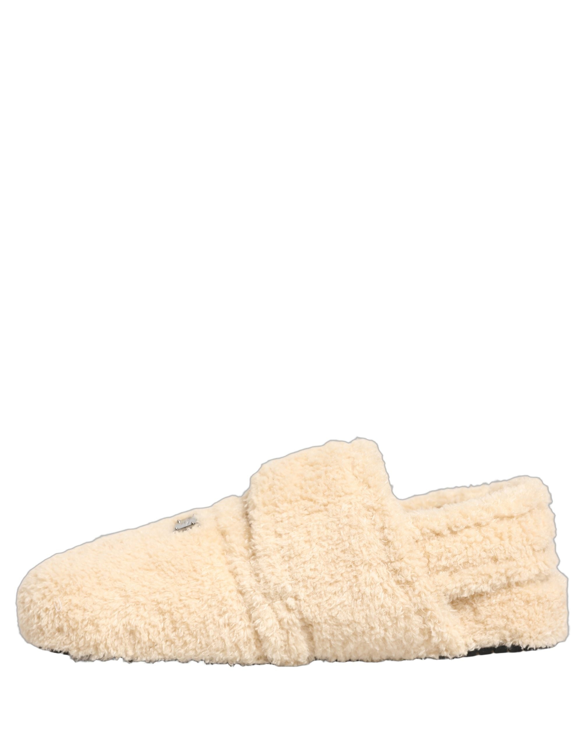 Dolce & Gabbana Beige Faux Fur Flats Men Slides Sandals Men's Shoes