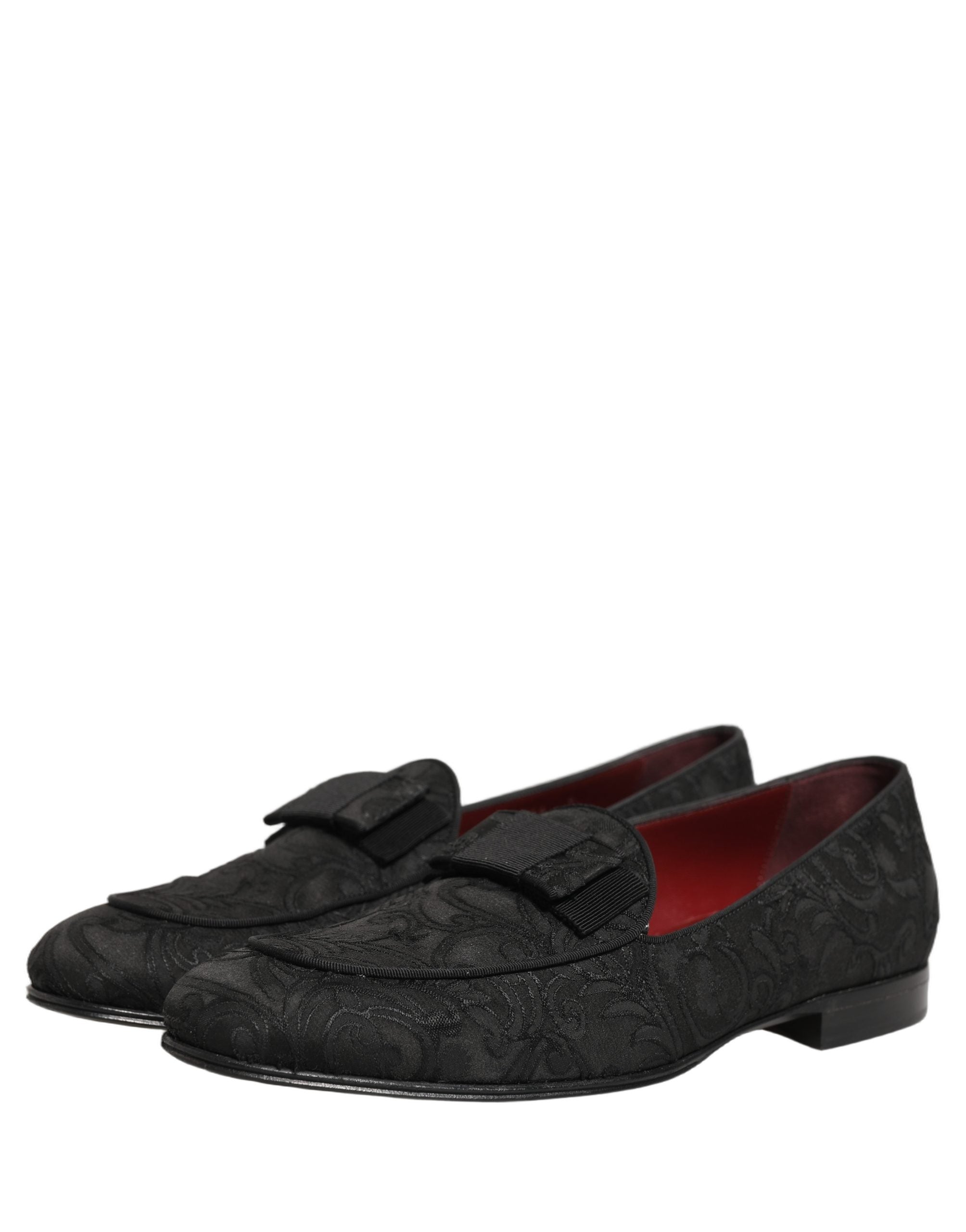 Dolce & Gabbana Black Floral Brocade Men Dress Loafers Men's Shoes (Pre-Owned)