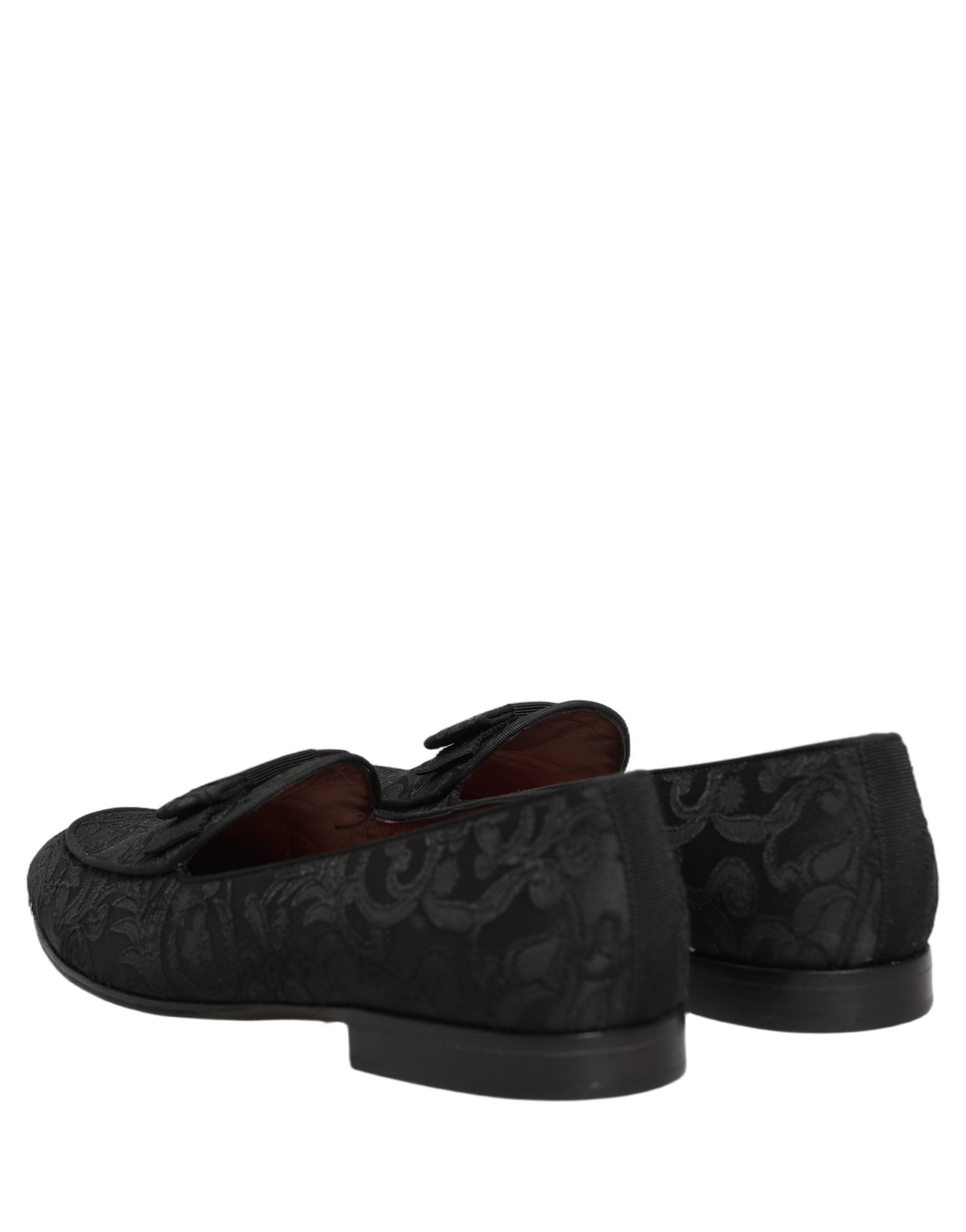 Dolce & Gabbana Black Floral Brocade Men Dress Loafers Men's Shoes (Pre-Owned)