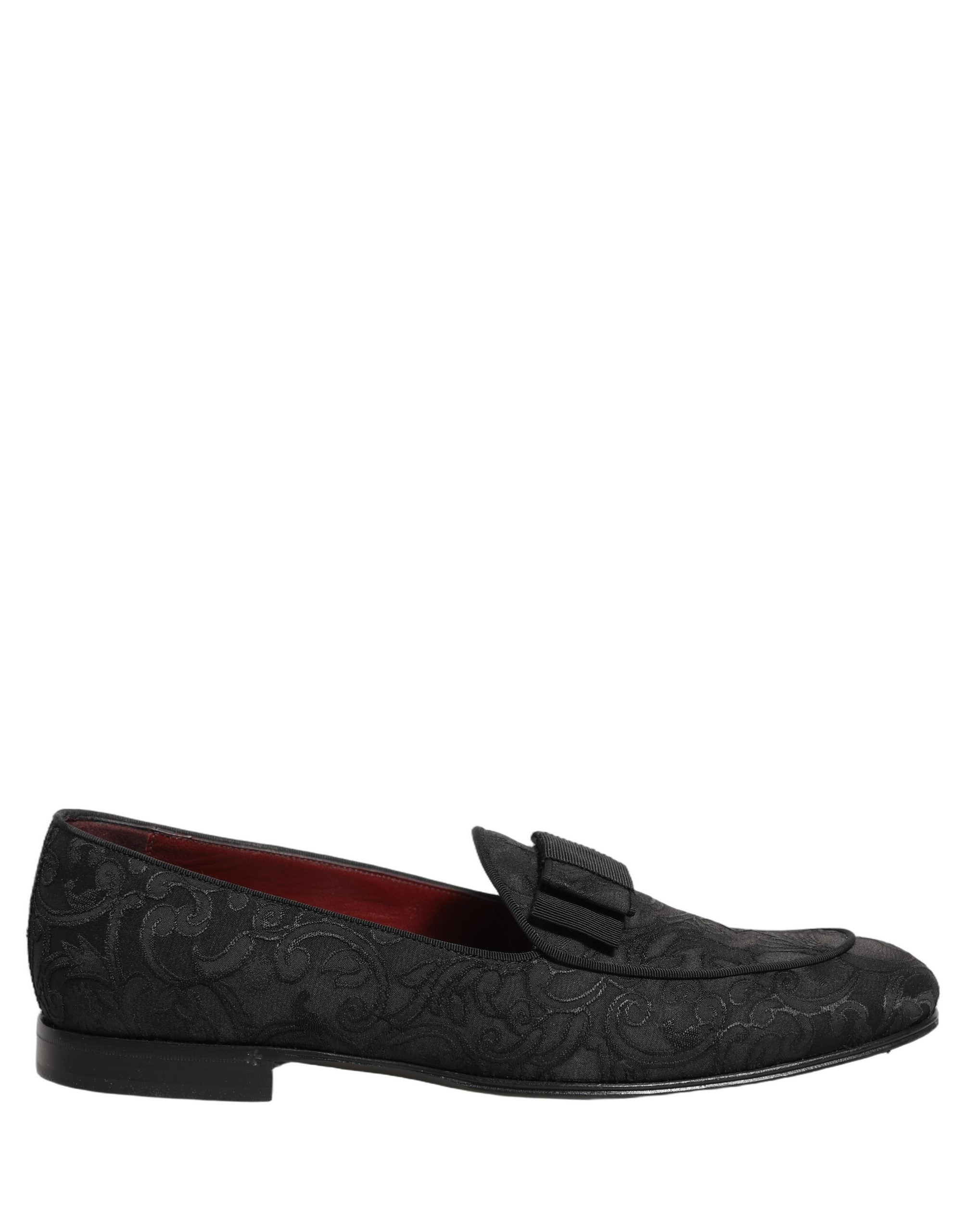Dolce & Gabbana Black Floral Brocade Men Dress Loafers Men's Shoes (Pre-Owned)