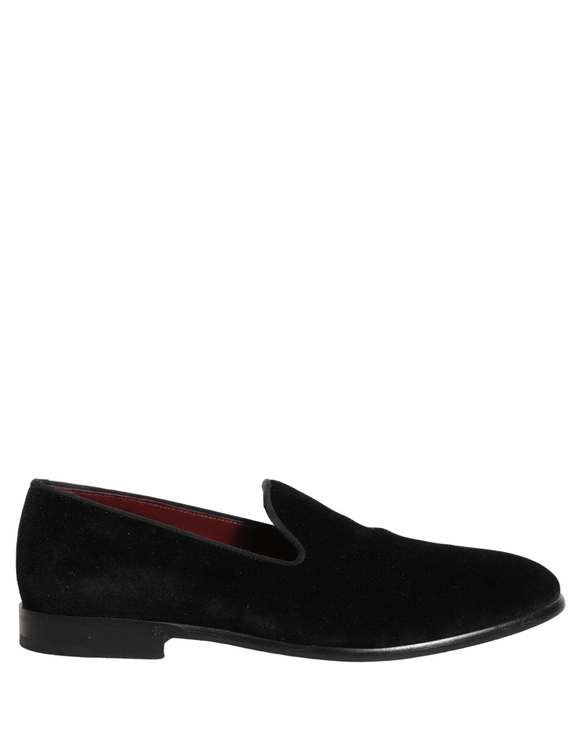 Dolce & Gabbana Black Velvet Cotton Loafers Formal Dress Men's Shoes (Pre-Owned)
