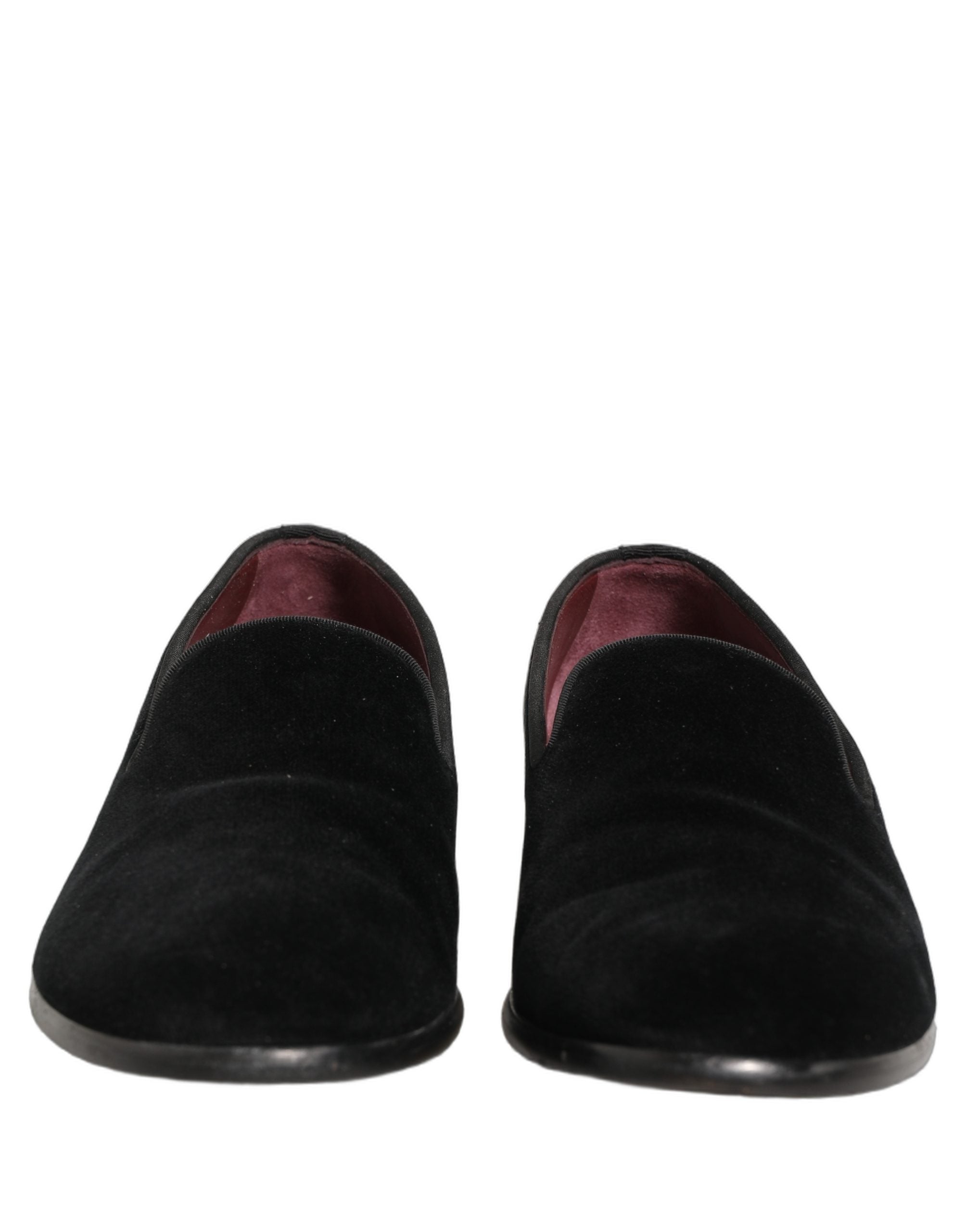 Dolce & Gabbana Black Velvet Cotton Loafers Formal Dress Men's Shoes (Pre-Owned)