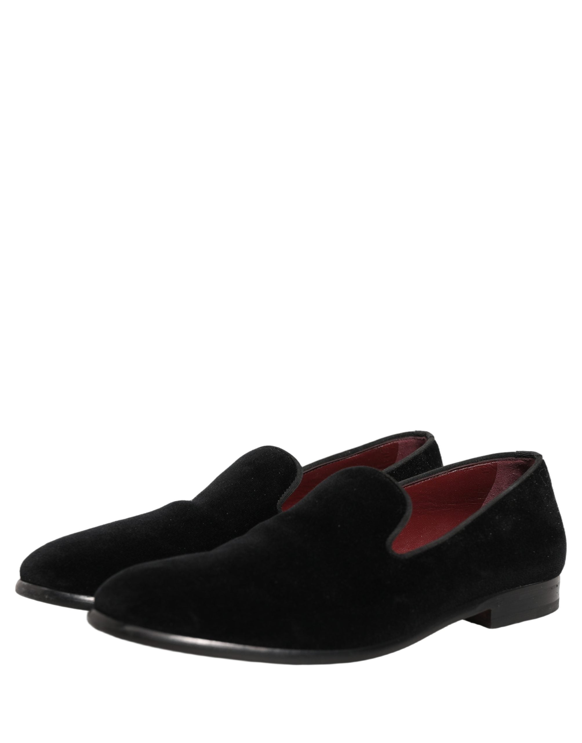 Dolce & Gabbana Black Velvet Cotton Loafers Formal Dress Men's Shoes (Pre-Owned)