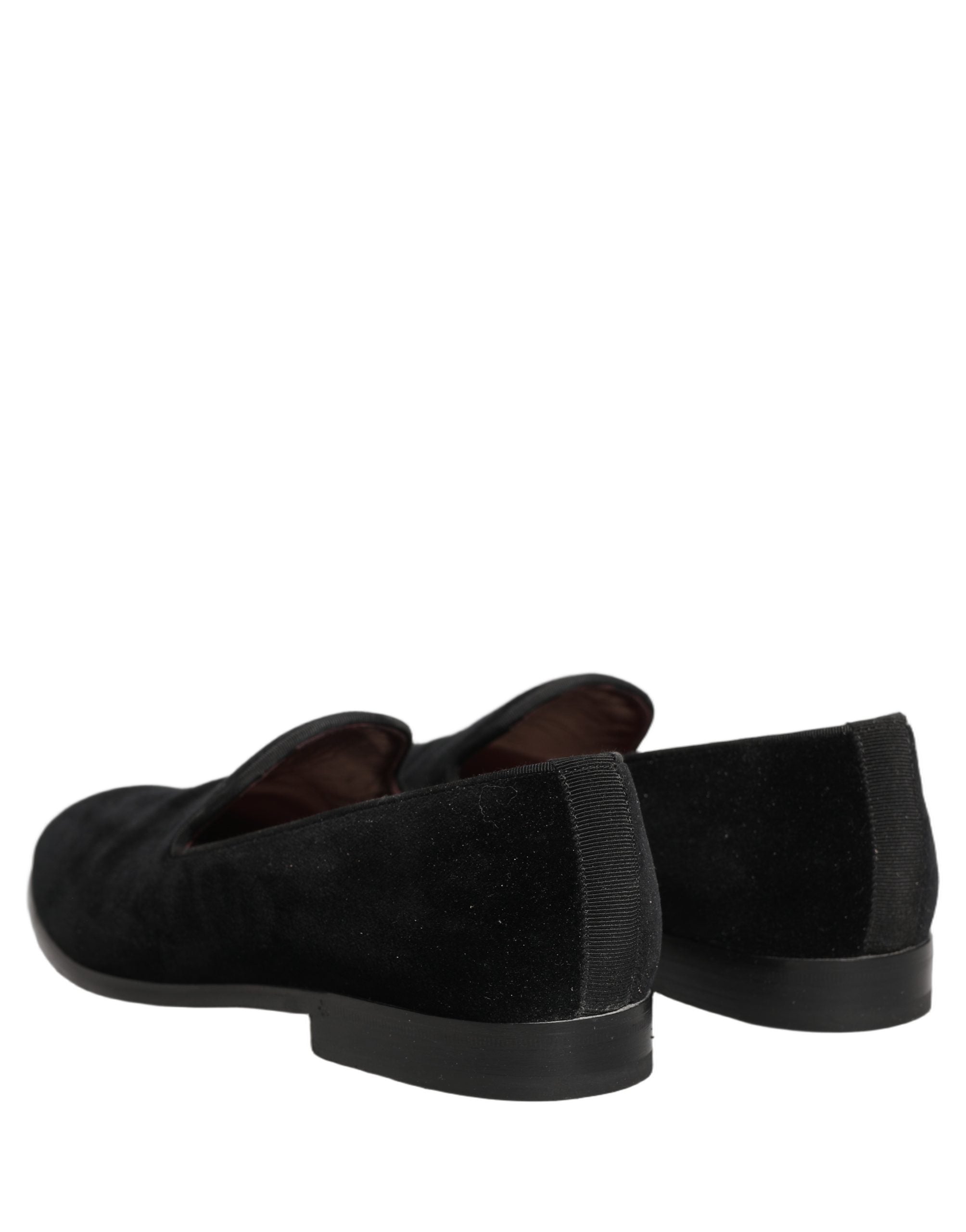 Dolce & Gabbana Black Velvet Cotton Loafers Formal Dress Men's Shoes (Pre-Owned)