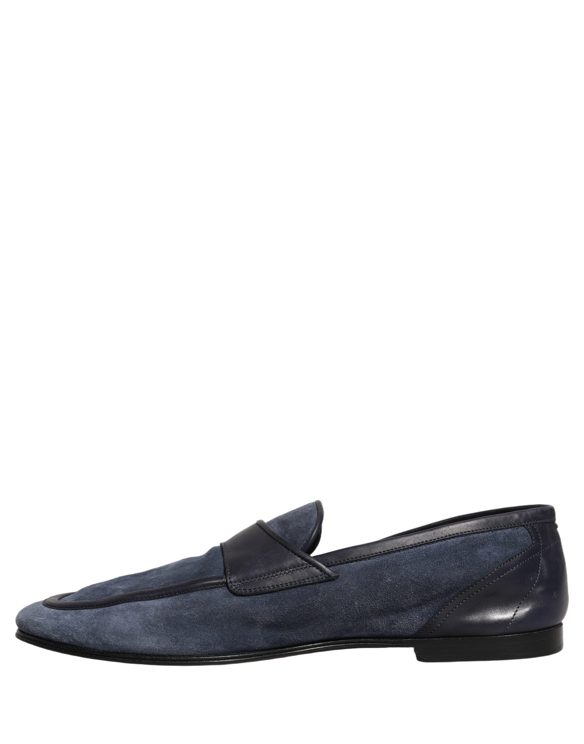 Dolce & Gabbana Blue Suede Leather Loafers Moccasins Men's Shoes (Pre-Owned)