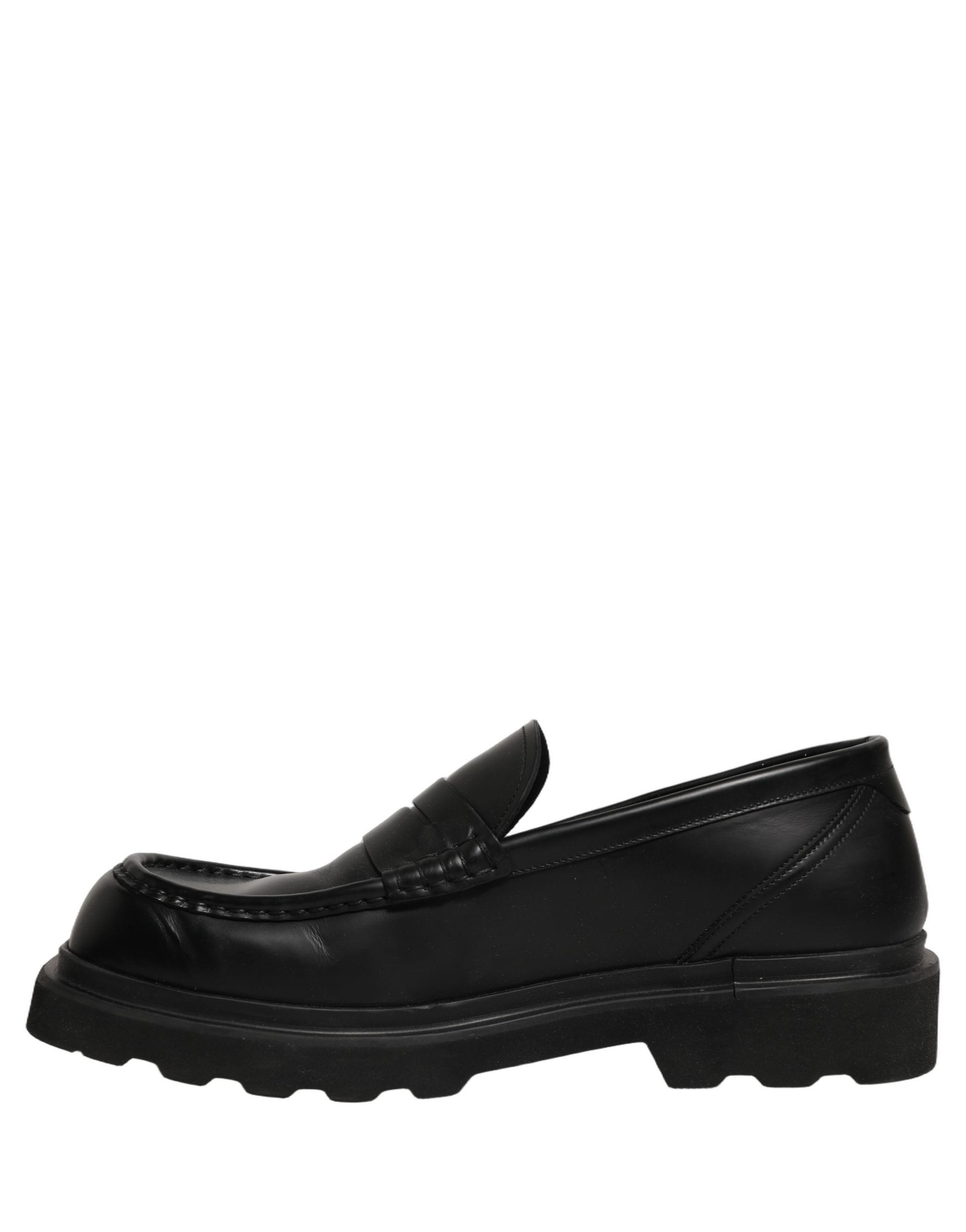 Dolce & Gabbana Black Calfskin Leather Men Dress Loafer Men's Shoes