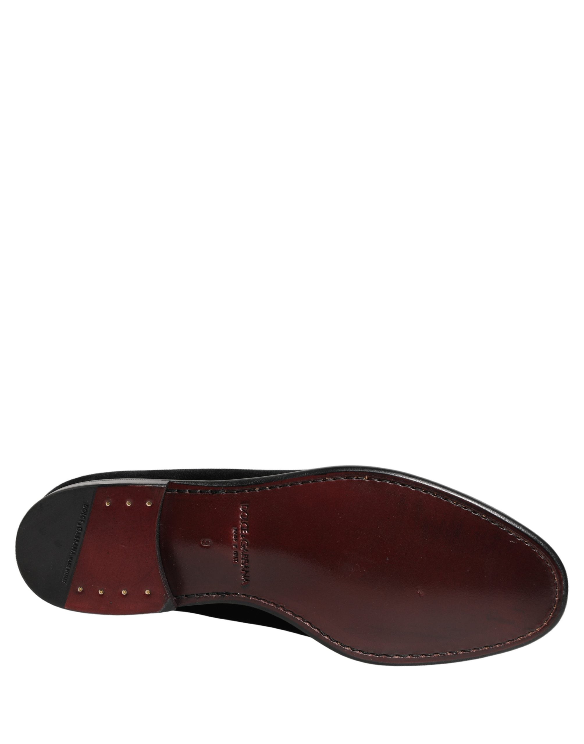 Dolce & Gabbana Black Velvet Loafers Formal Men Dress Men's Shoes