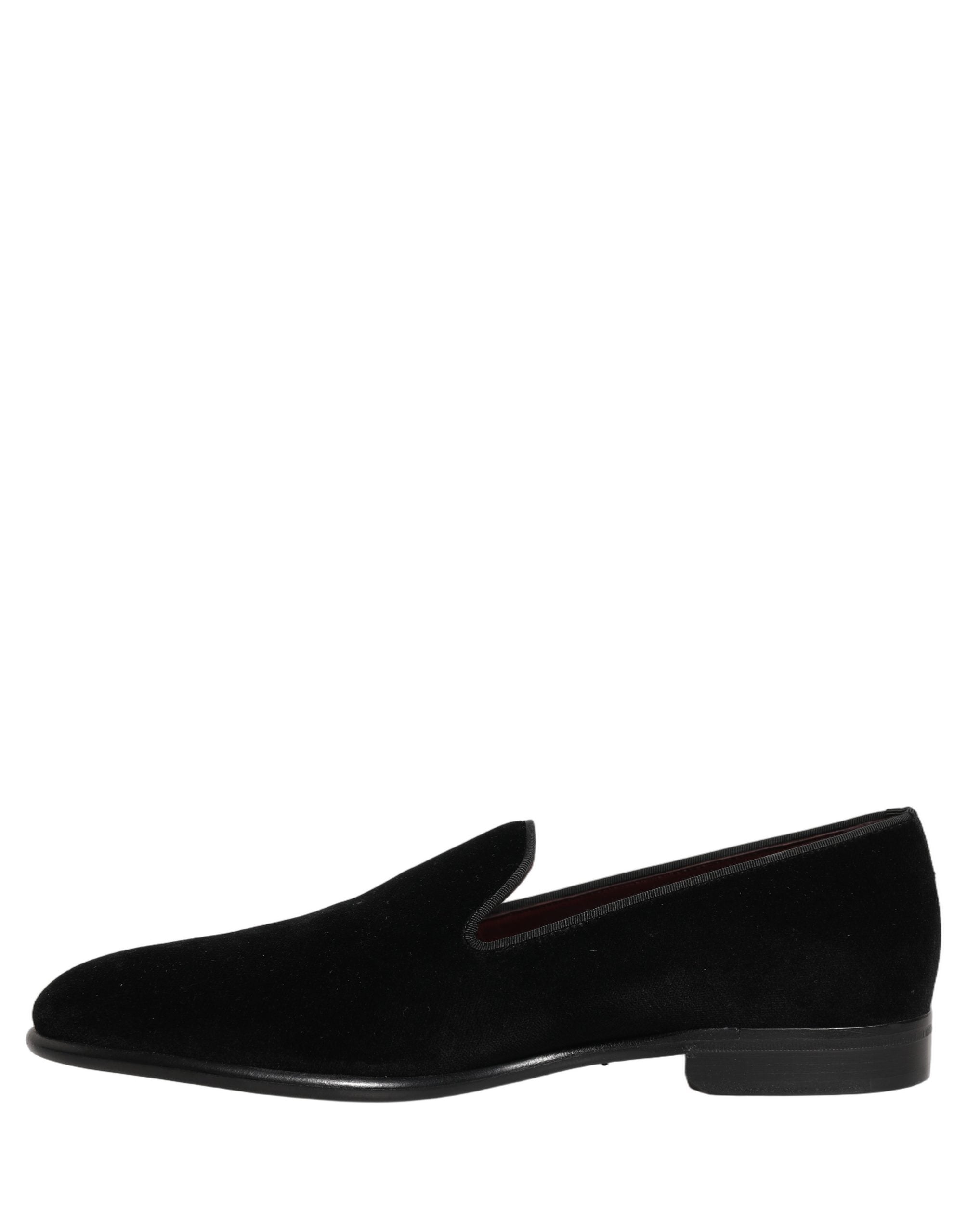 Dolce & Gabbana Black Velvet Loafers Formal Men Dress Men's Shoes