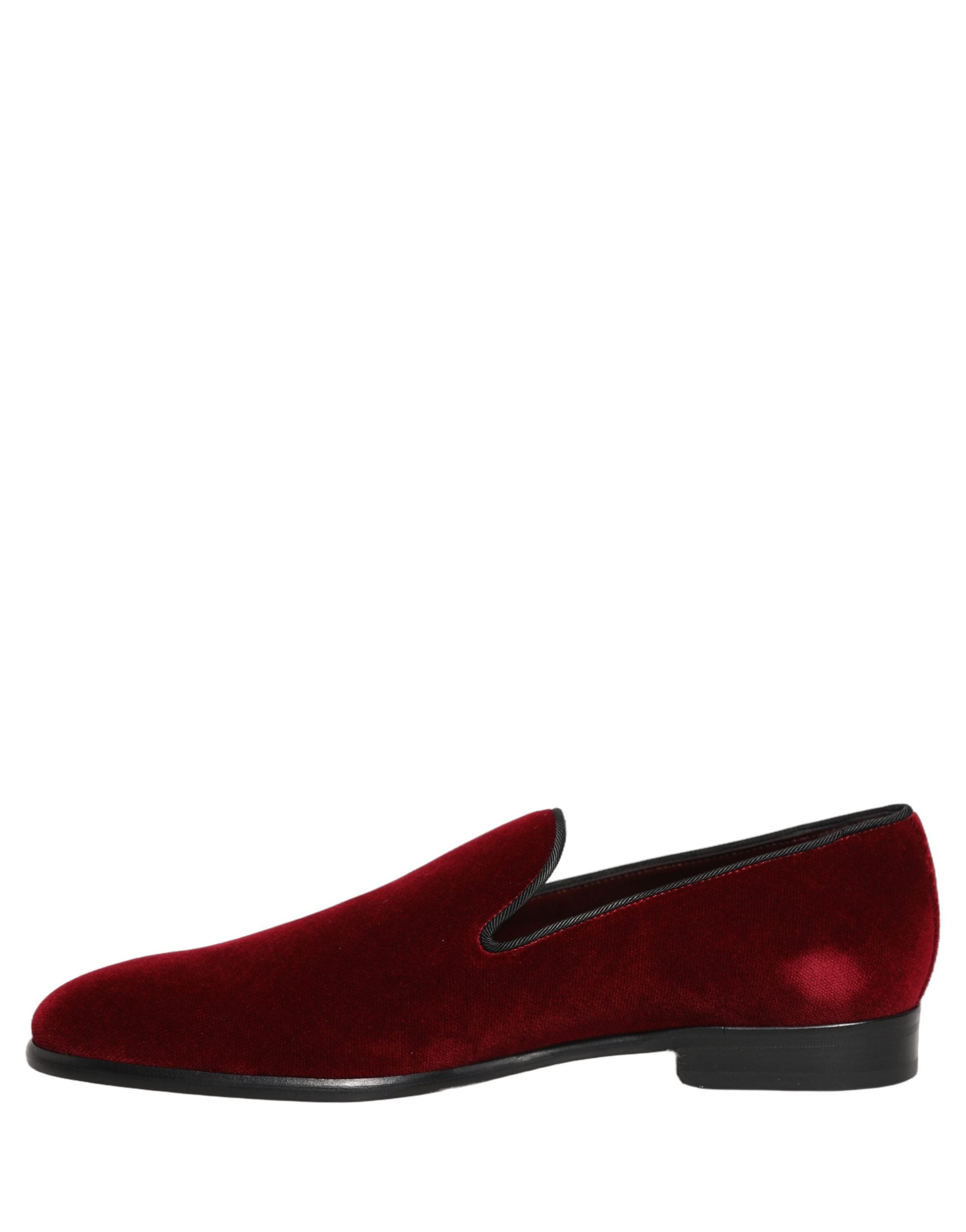 Dolce & Gabbana Maroon Velvet Slip On Dress Loafers Men's Shoes (Pre-Owned)