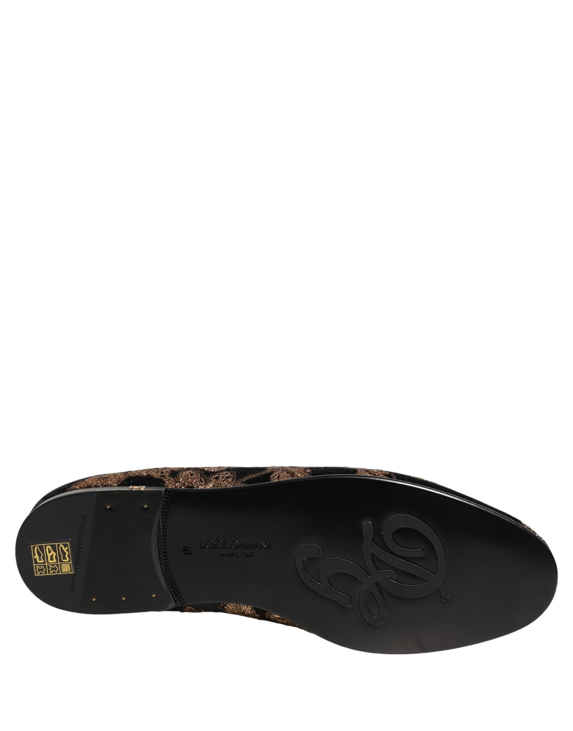 Dolce & Gabbana Black Floral Jacquard Dress Loafers Men's Shoes