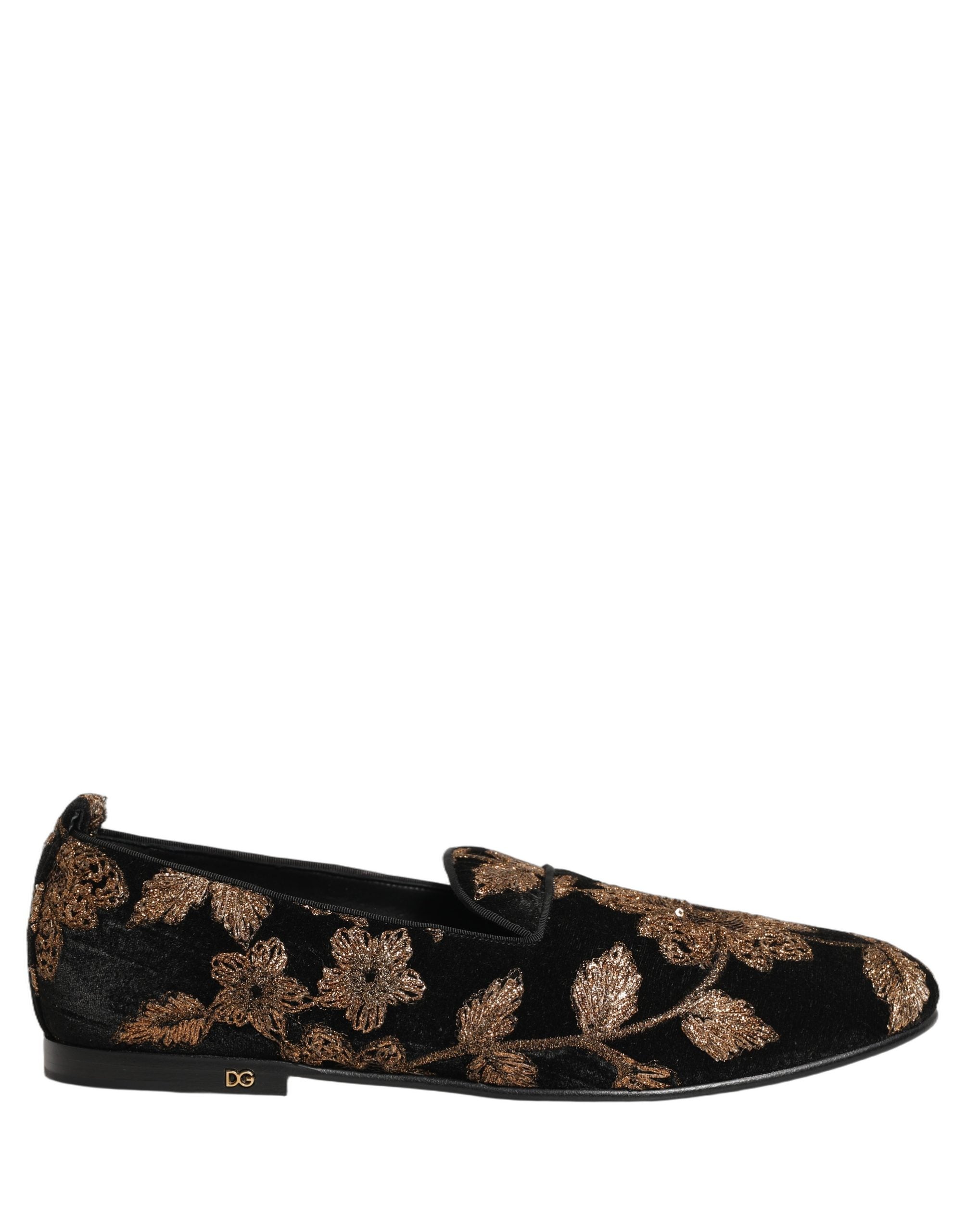 Dolce & Gabbana Black Floral Jacquard Dress Loafers Men's Shoes