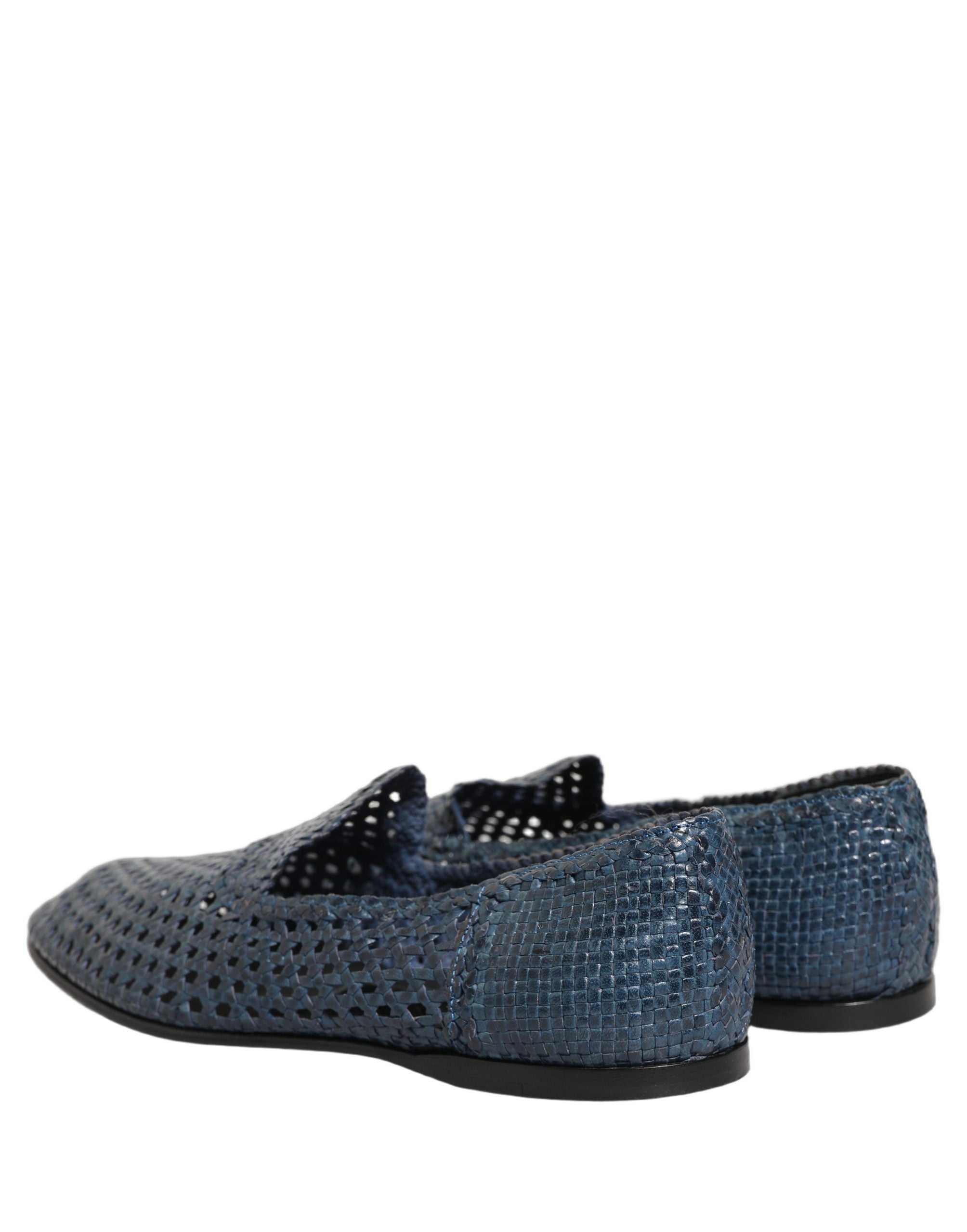 Dolce & Gabbana Blue Woven Raffia Slip On Loafers Men Men's Shoes (Pre-Owned)