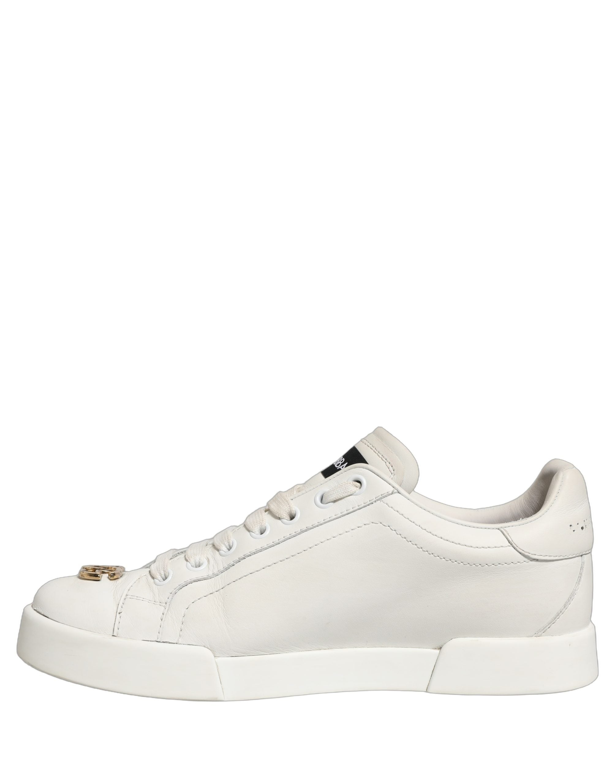 Dolce & Gabbana White Leather Logo Plaque Low Top Sneakers Women's Shoes (Pre-Owned)