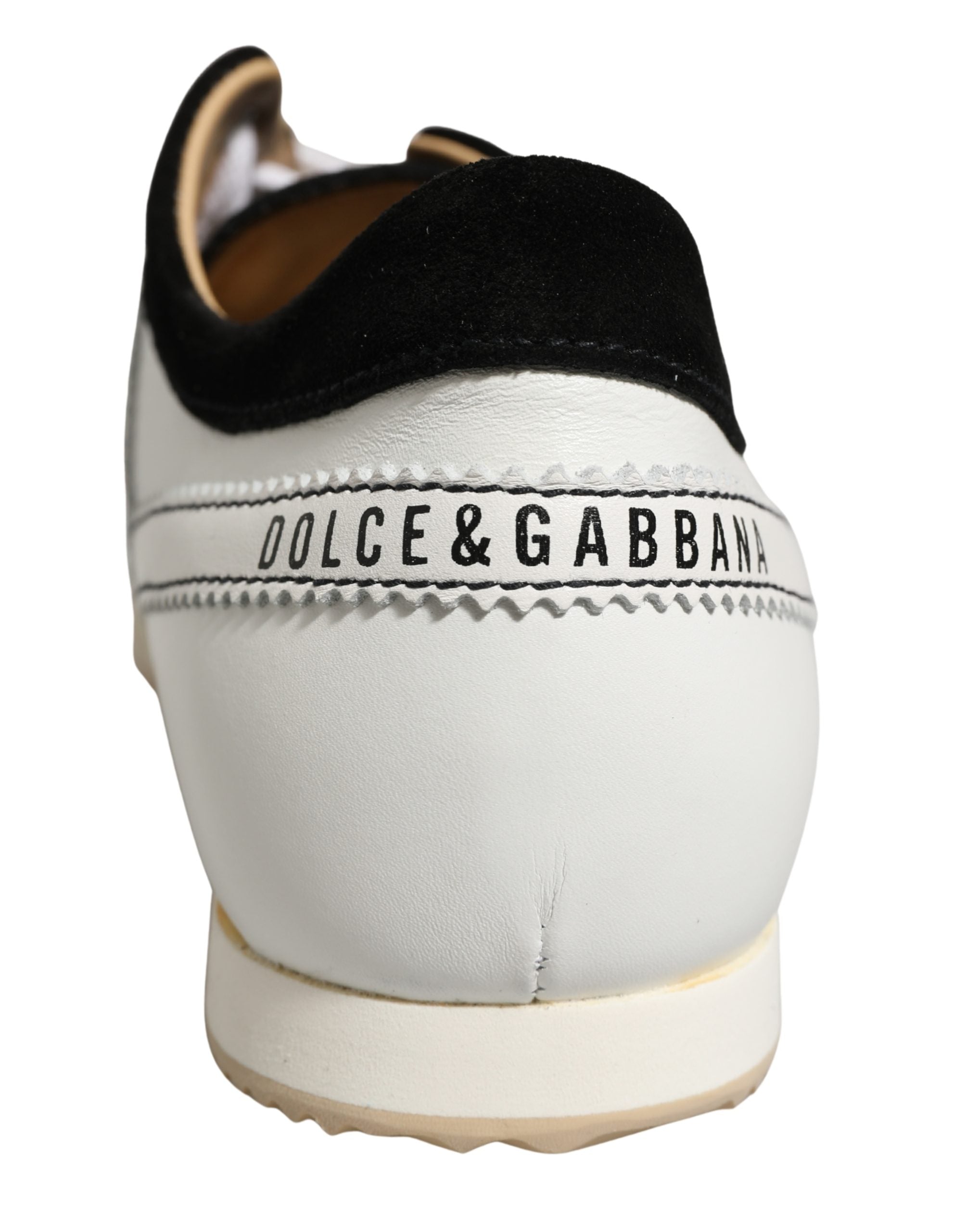 Dolce & Gabbana Black White Leather Suede Low Top Sneakers Women's Shoes